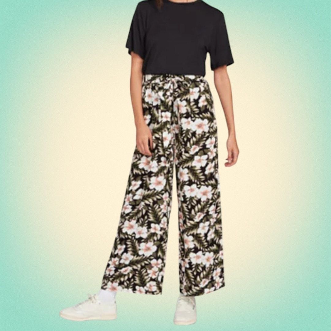 Volcom Vacationcore Retro Tropical Floral Wide-Leg Pants Volcom S Size 25" / US 0 / IT 36 - 1 Thumbnail