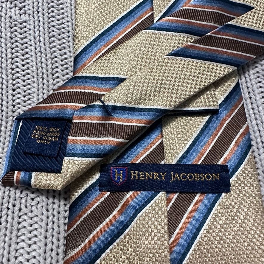 Vintage Henry Jacobson gold and brown striped silk tie Size ONE SIZE - 3 Thumbnail