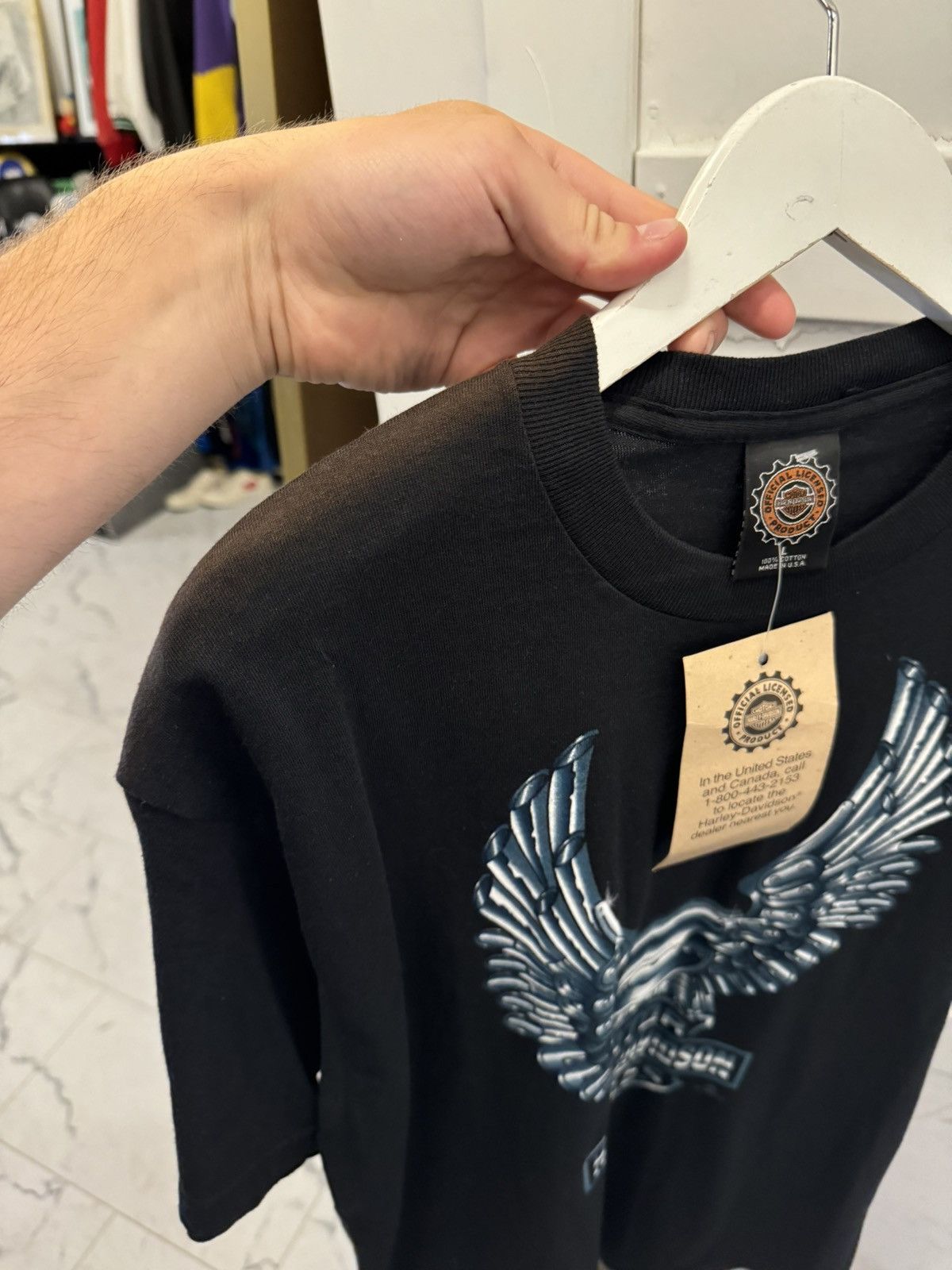 Harley Davidson × Vintage Crazy Vintage 90s Harley Davidson Chrome Eagle Tee Size US L / EU 52-54 / 3 - 5 Thumbnail
