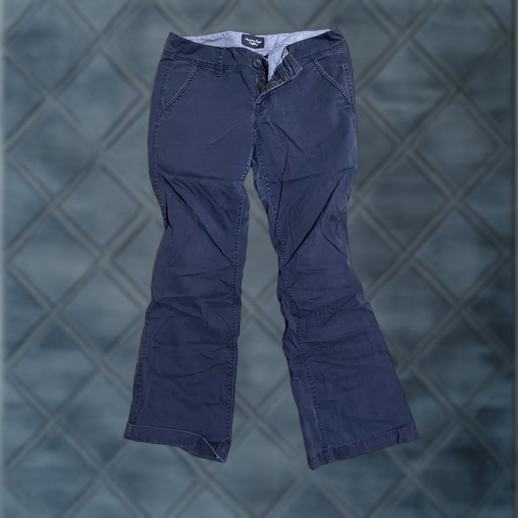 American Eagle Outfitters American Eagle Outfitters Pants Women Size 6 Navy Blue Solid Cotton Lightweight Casual Boot Cut Regular Rise Mid Lightweight Casual Women Pants Size 28" / US 6 / IT 42 - 1 Thumbnail