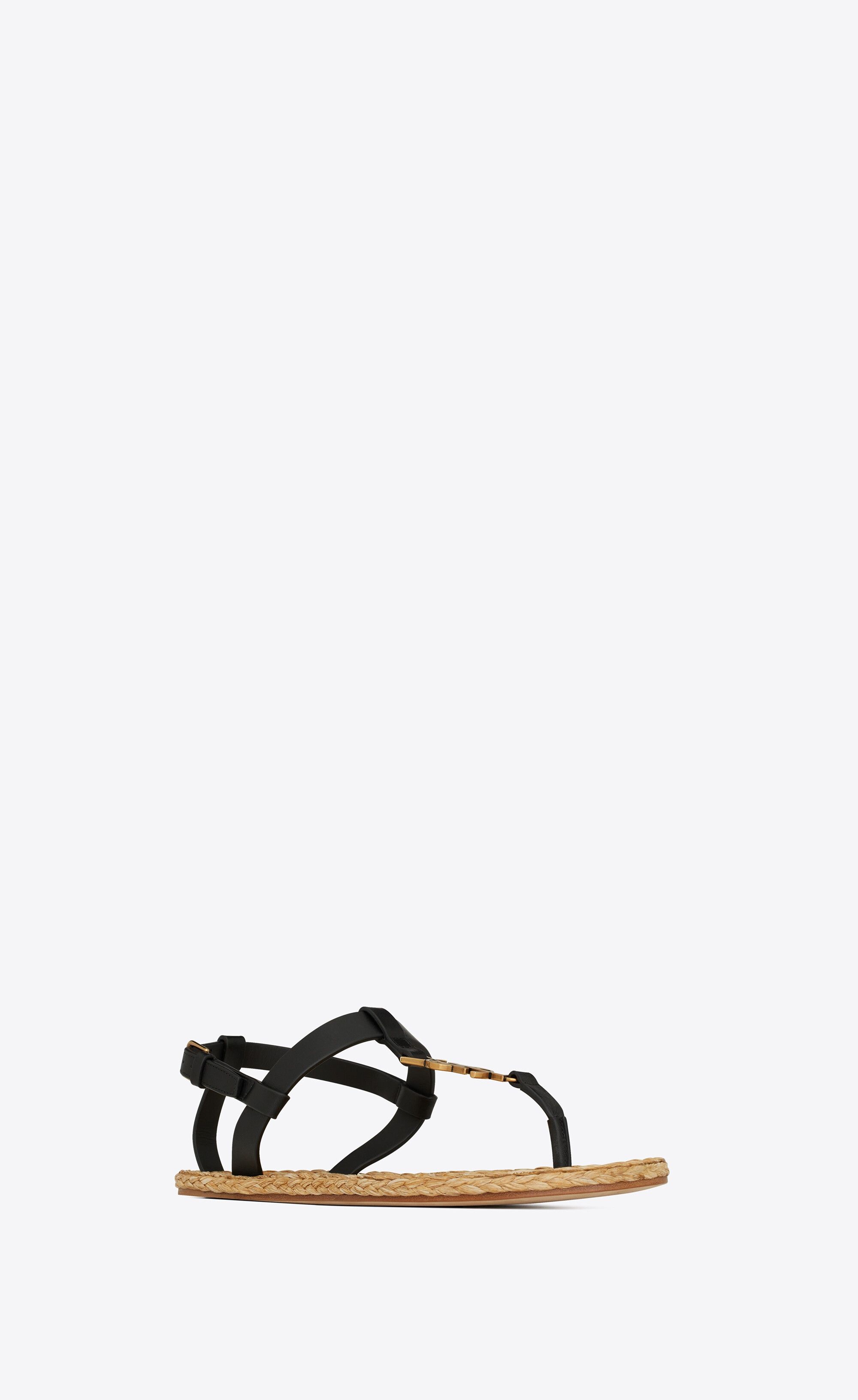 Saint Laurent Paris o1s1wg110425 688692 Cassandra Flat Sandals in Smooth Leather Size US 7 / IT 37 - 3 Thumbnail