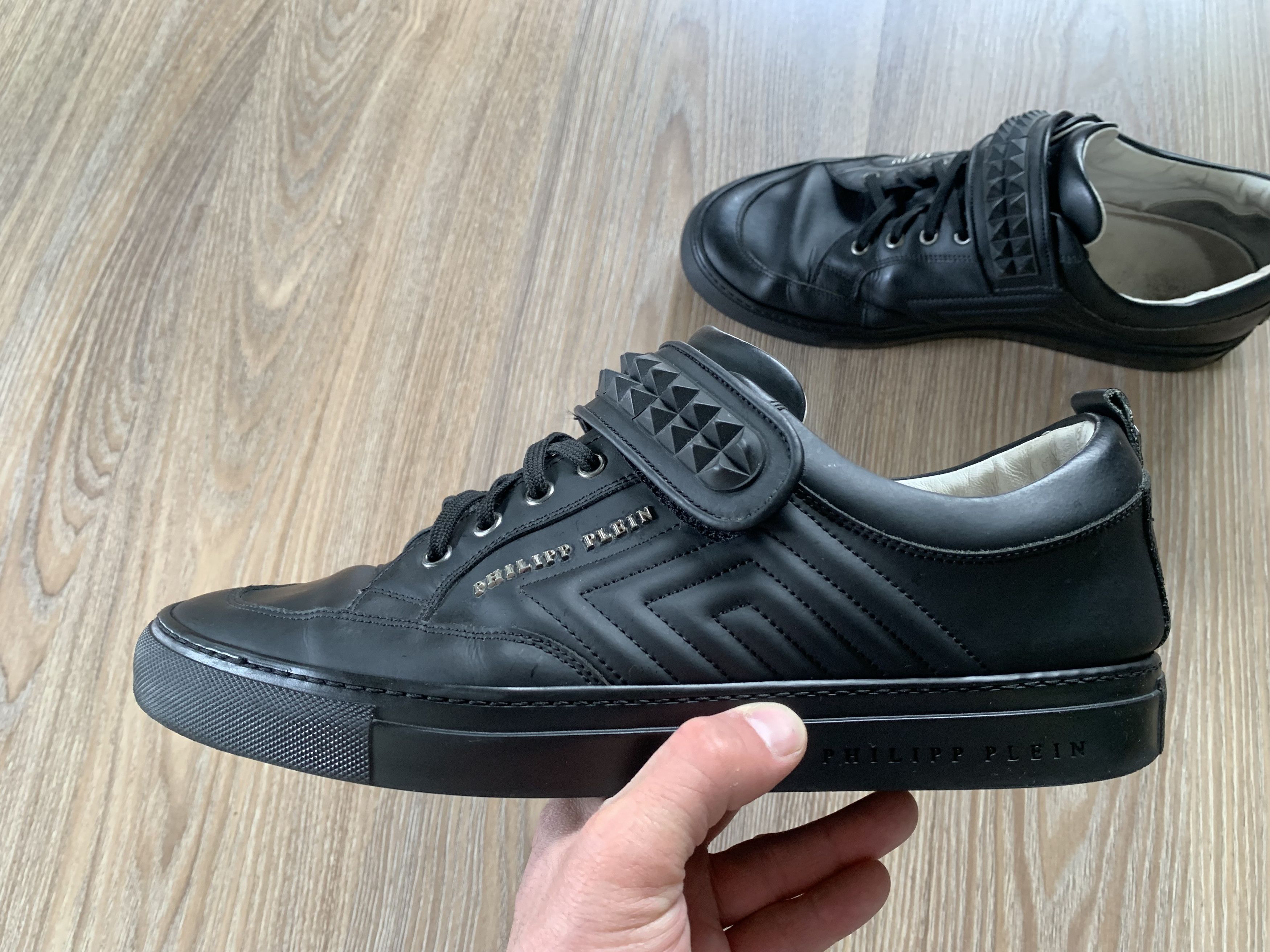 Philipp Plein Philipp Plein Mens Black Leather Low Top Sneakers Size US 11 / EU 44 - 3 Thumbnail