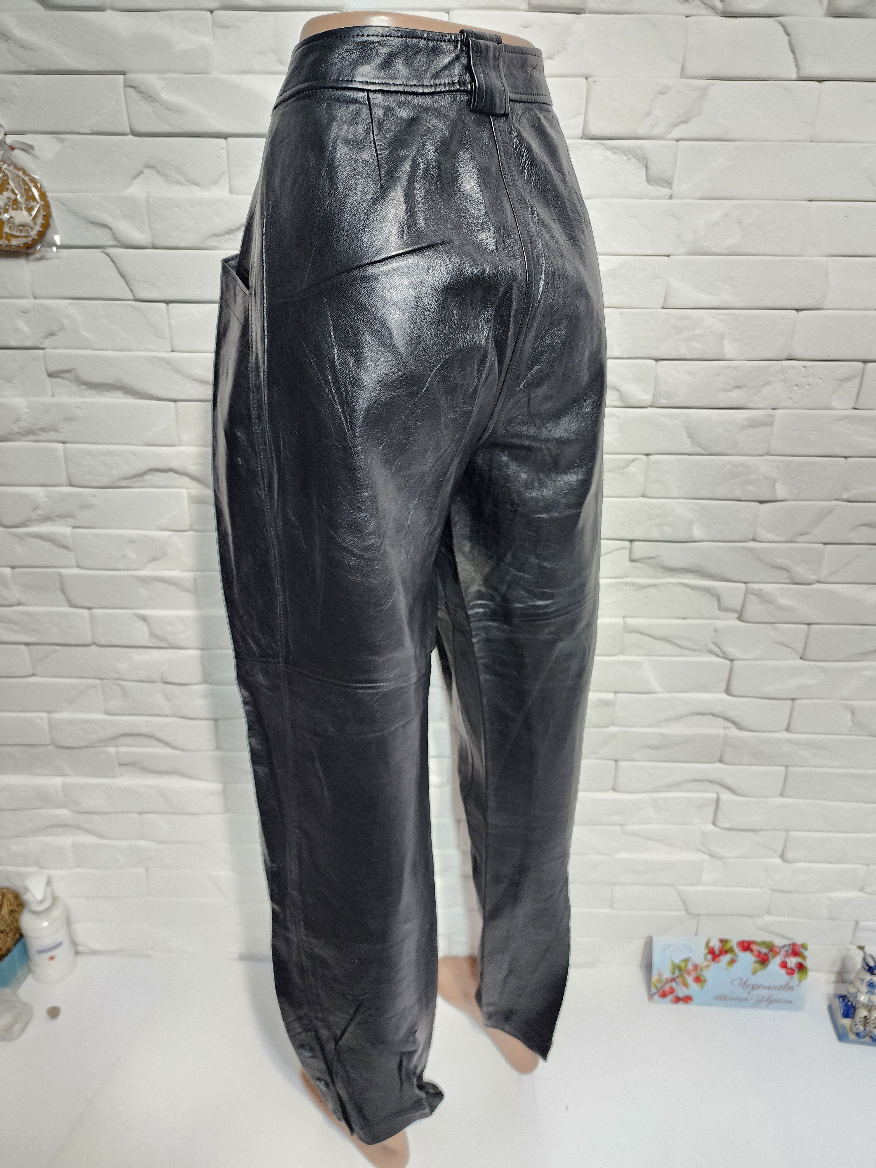 Other Black Leather Pants: Women's Style Genuine Leather Trousers Size 28" / US 6 / IT 42 - 6 Thumbnail