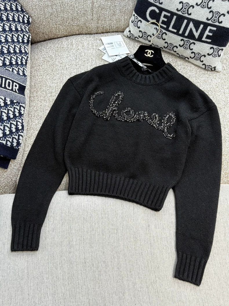 Chanel Chanel 20B black pearl letter logo long-sleeved short swea Size XS / US 0-2 / IT 36-38 - 3 Thumbnail