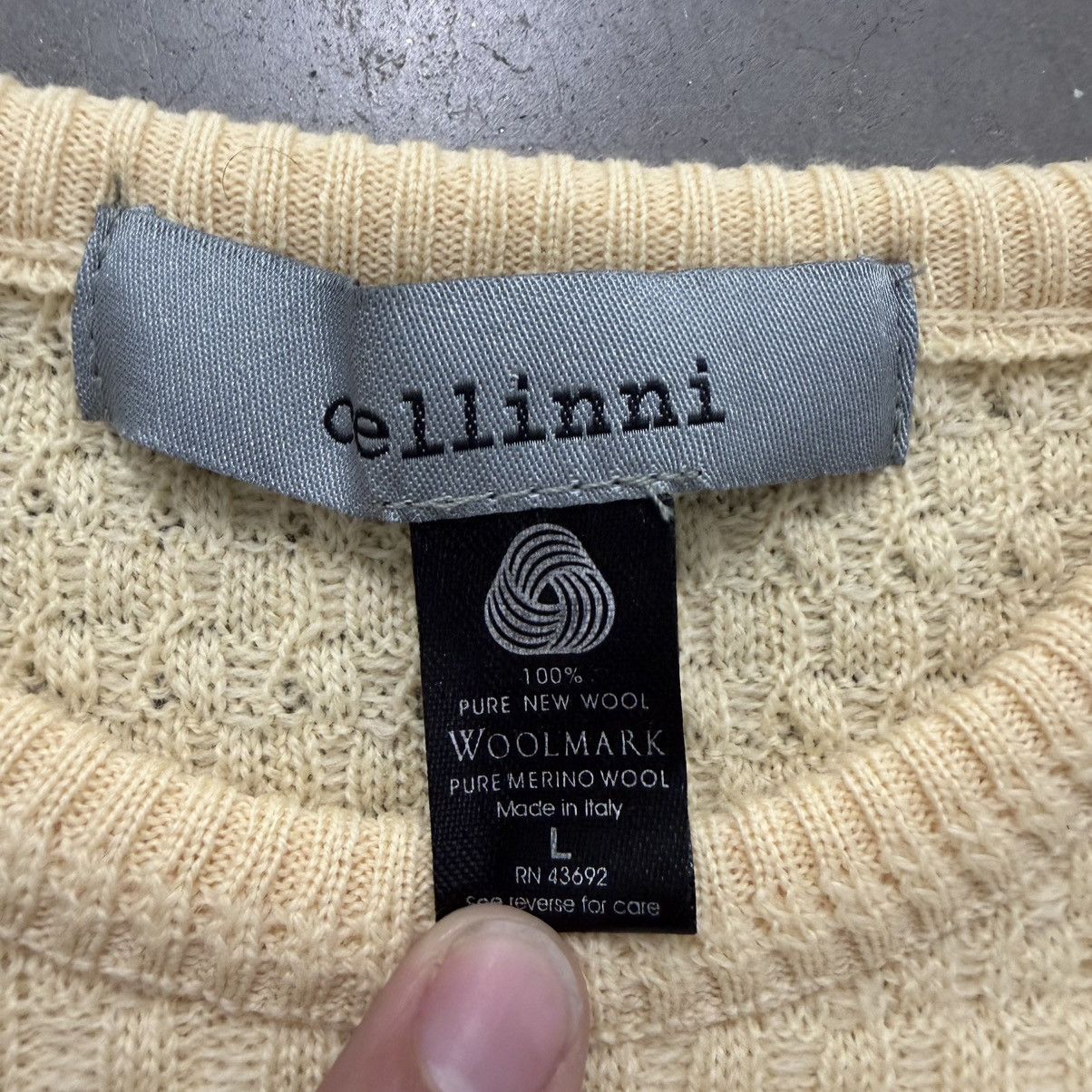 Other Cellini 100% Merino Wool Sweater Made in Italy Yellow Knit Size US L / EU 52-54 / 3 - 3 Thumbnail