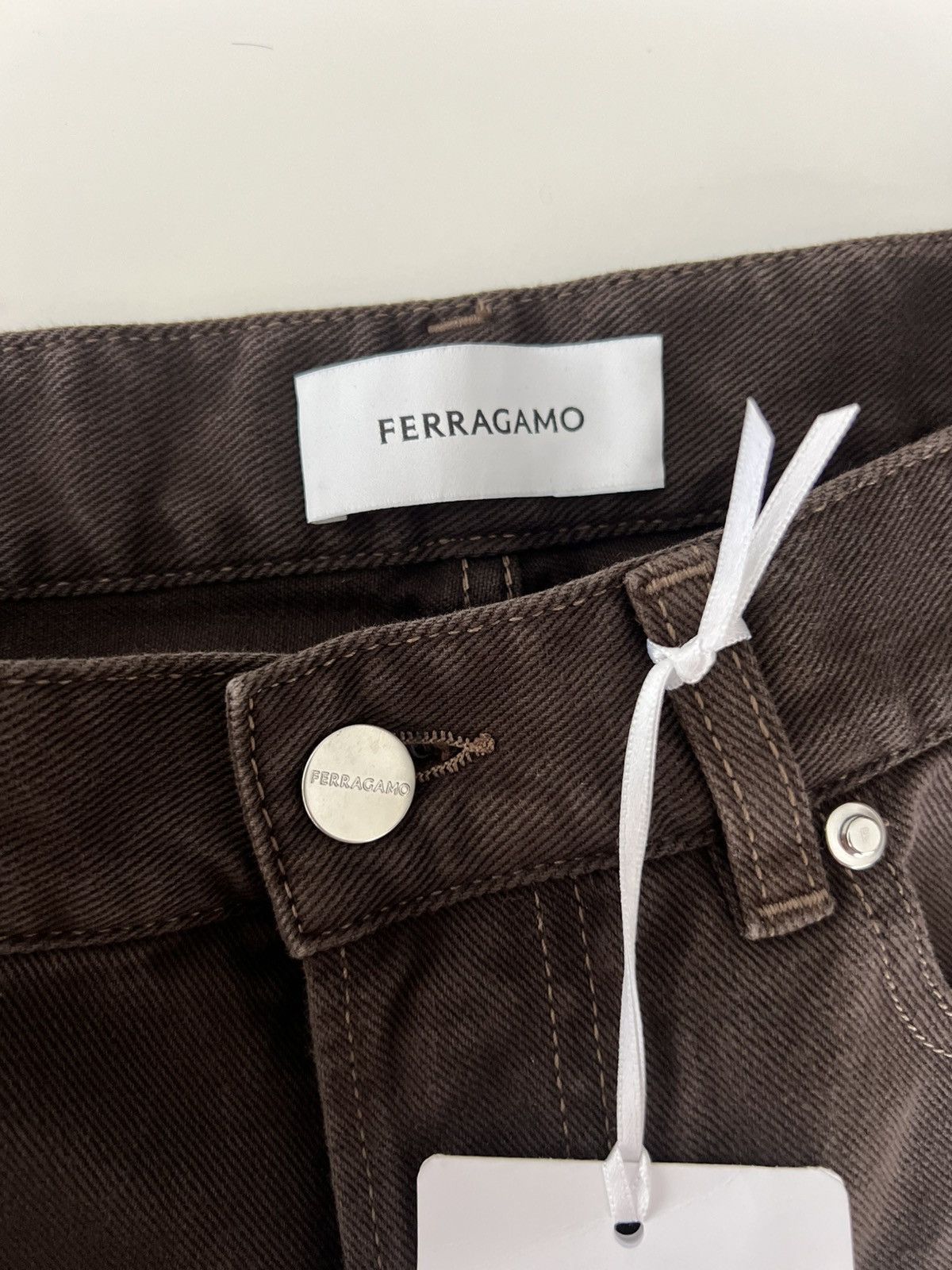 Salvatore Ferragamo $1.1K VALUE Washed Denim Jeans in Brown Size US 32 / EU 48 - 5 Thumbnail