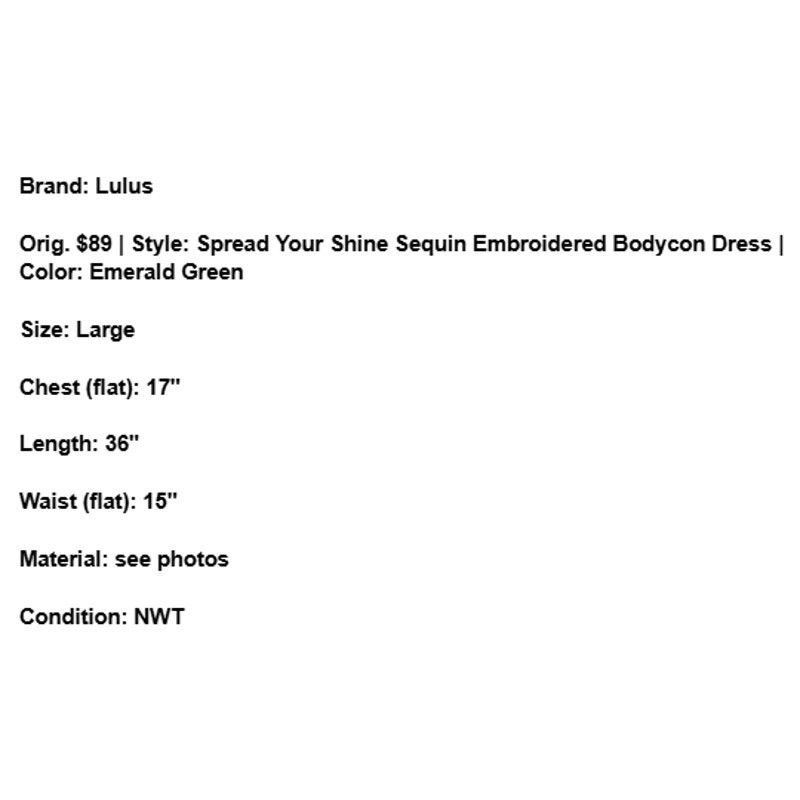 Lulus NWT Lulus Sequin Embroidered Cocktail Dress Emerald Green L Size L / US 10 / IT 46 - 6 Thumbnail