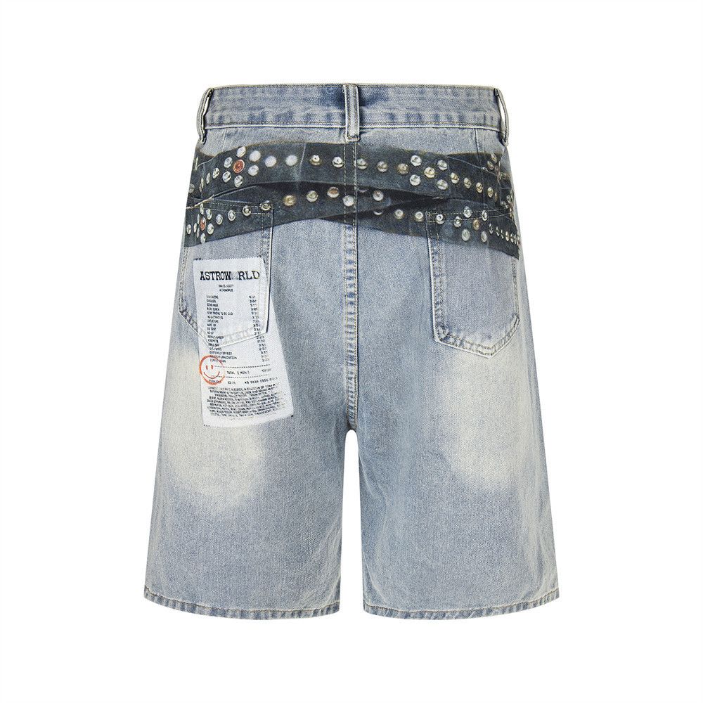 Japanese Brand × Vintage Hip-hop trend punk print rivet denim shorts y2k Size US 32 / EU 48 - 3 Thumbnail