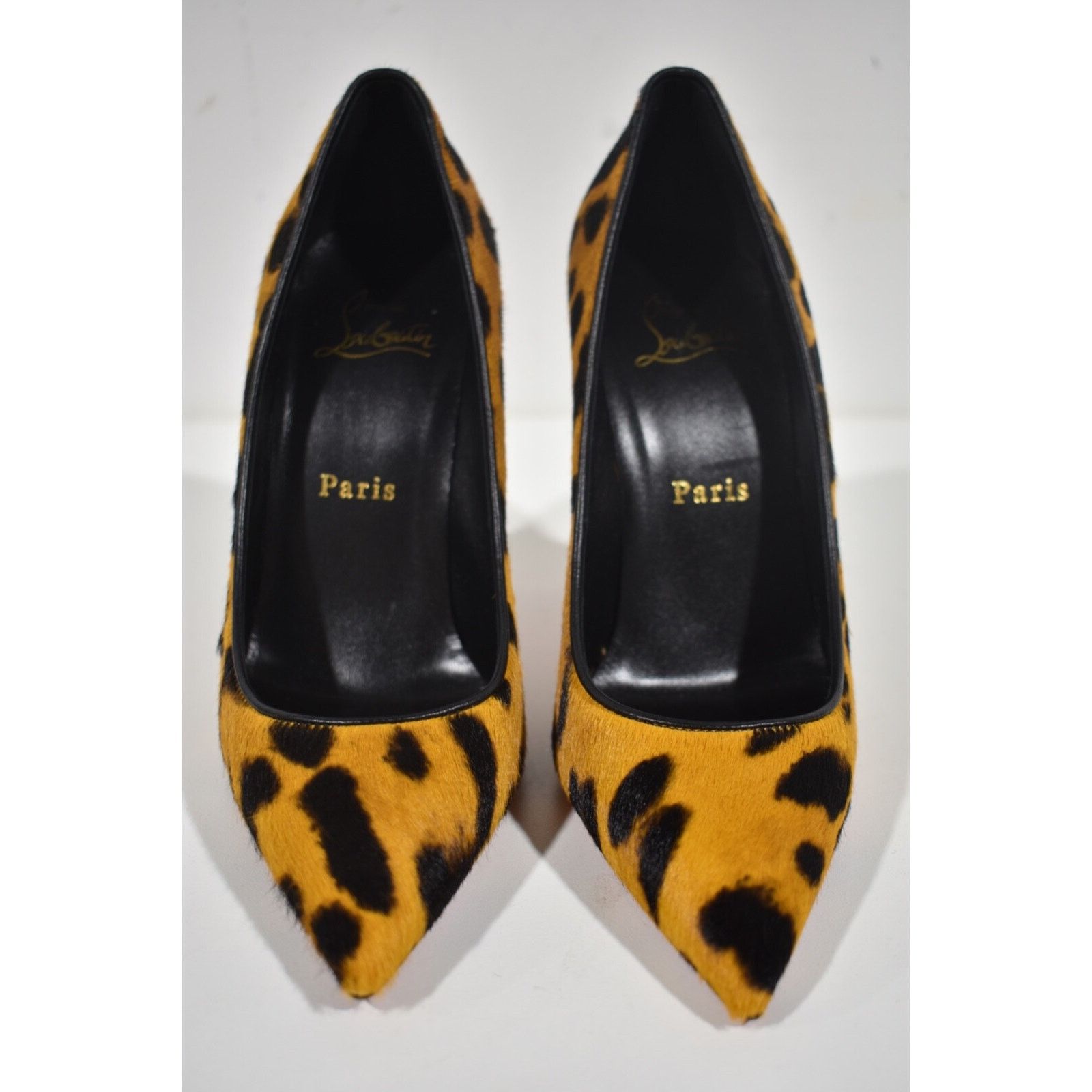 Christian Louboutin Kate 100 Spicy Pony Fur Leopard Black Brown Heel Pump 40 Size US 10 / IT 40 - 6 Thumbnail