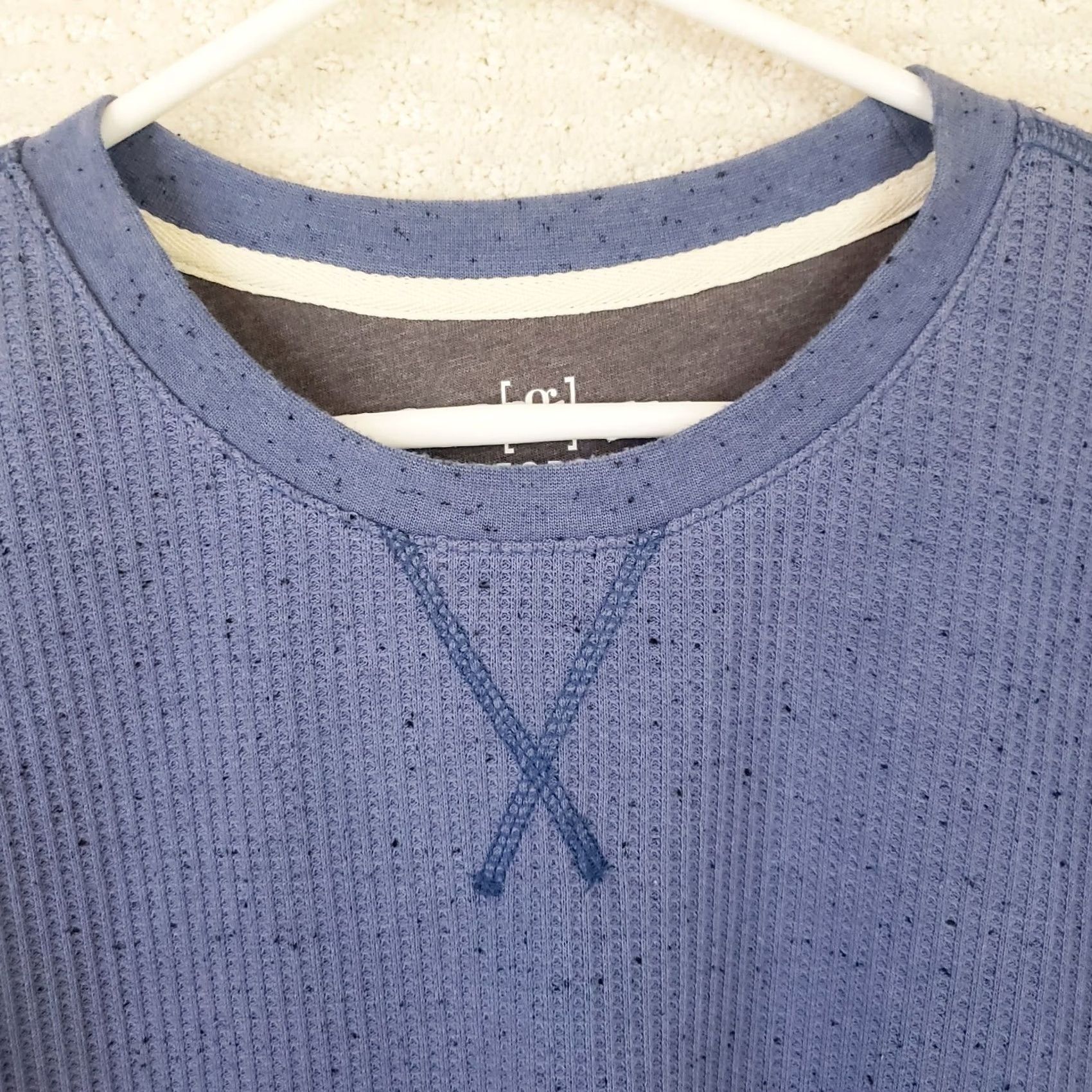 George George T Shirt Men L Heather Blue Long Sleeve Crewneck Knit Stretch Size US L / EU 52-54 / 3 - 4 Thumbnail