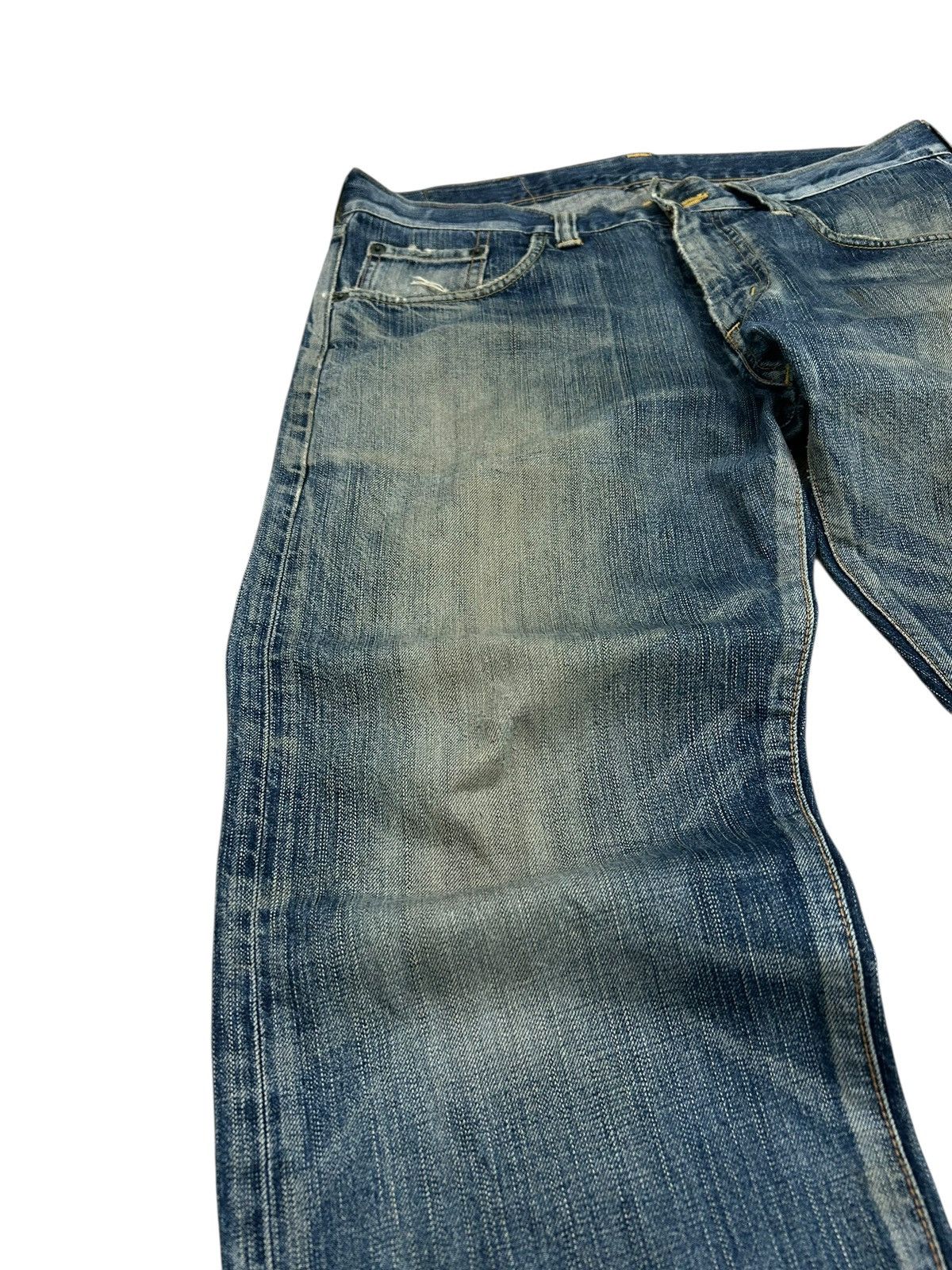 Edwin × Japanese Brand Edwin 503 Blue Trip Mud Washed Baggy Distressed Denim Size US 35 - 7 Thumbnail