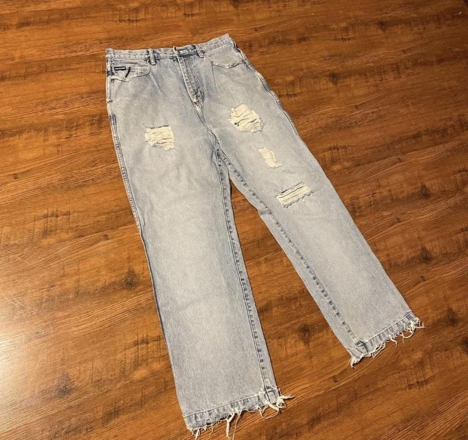 Phat Farm Vintage Phat Farm Light Wash Distressed Baggy Jeans Size US 32 / EU 48 - 3 Thumbnail