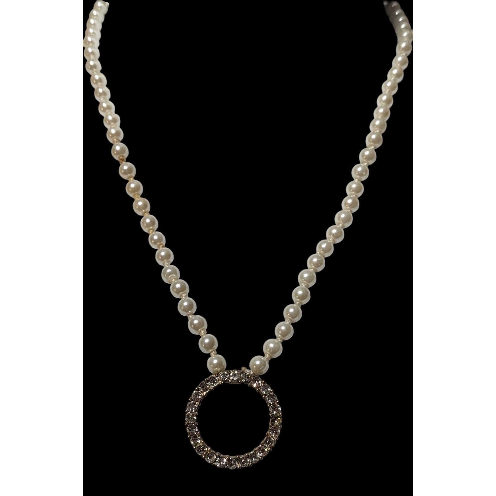 Other Elegant Glam Pearl Rhinestone Open Pendant Necklace Size ONE SIZE - 2 Thumbnail