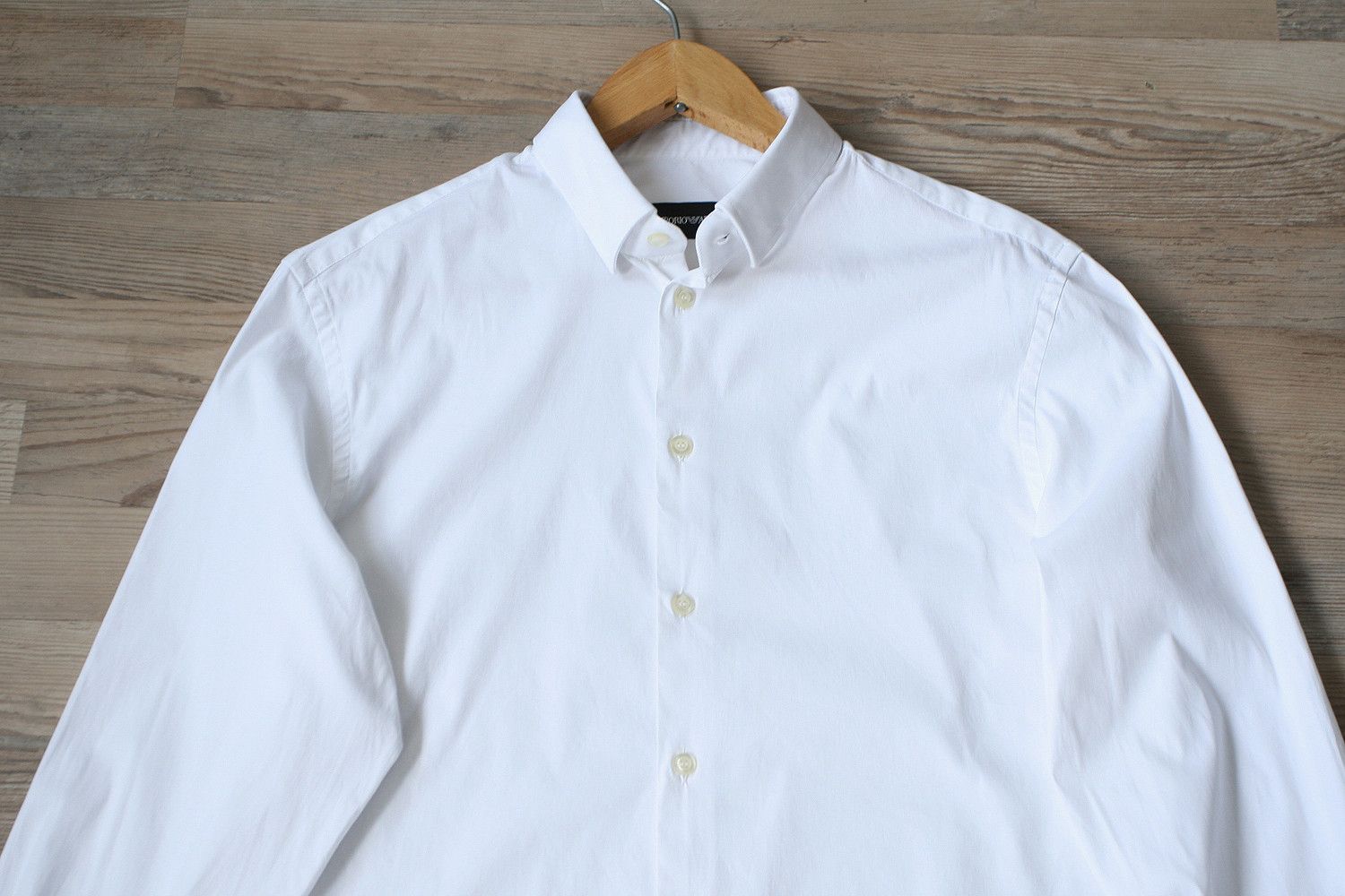 Armani Emporio Armani Italy White Stretch Cotton Shirt Size US M / EU 48-50 / 2 - 2 Thumbnail