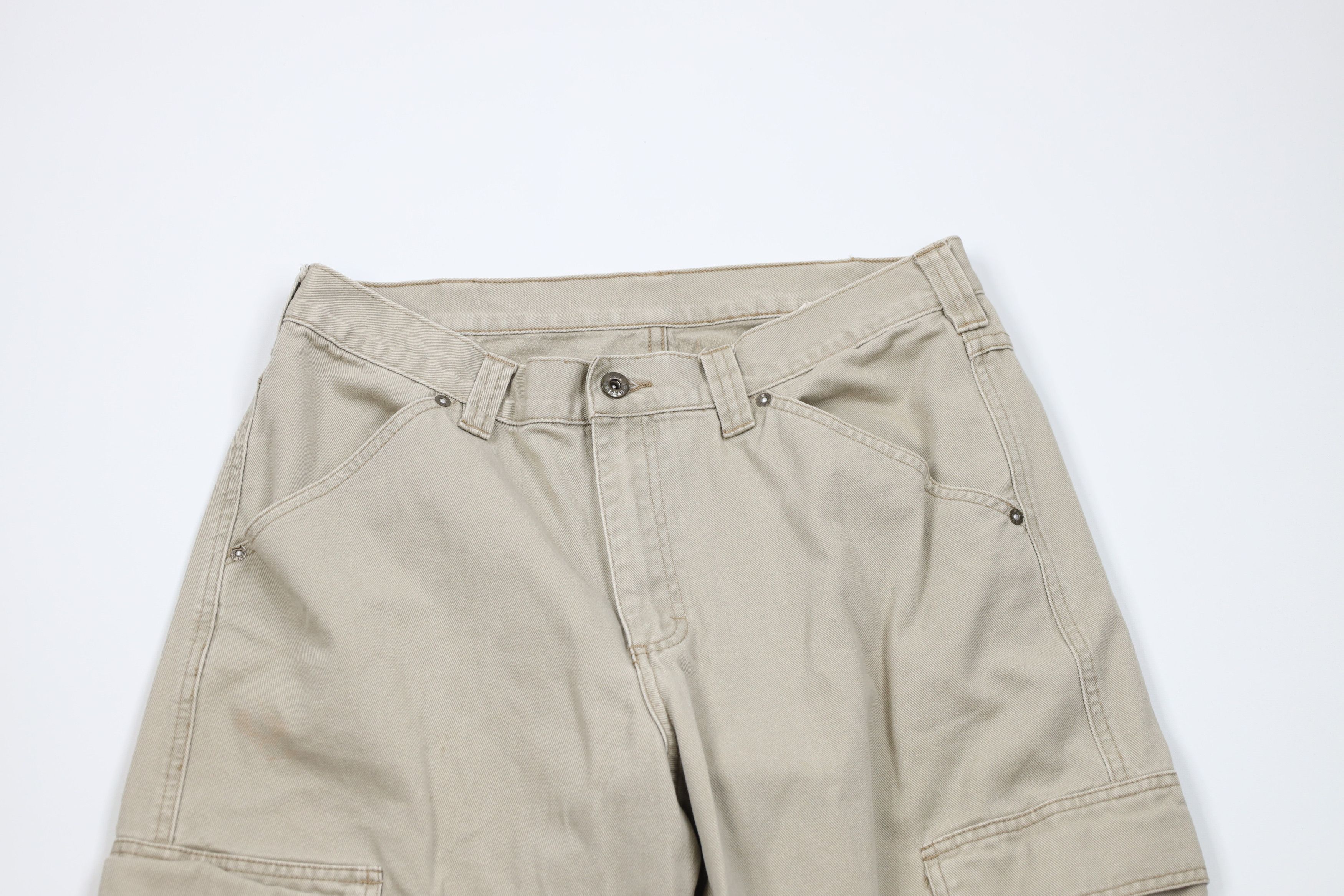 Lee Vintage 90s Y2K Lee Wide Leg Dungaree Cargo Jeans Beige Size US 34 / EU 50 - 2 Thumbnail