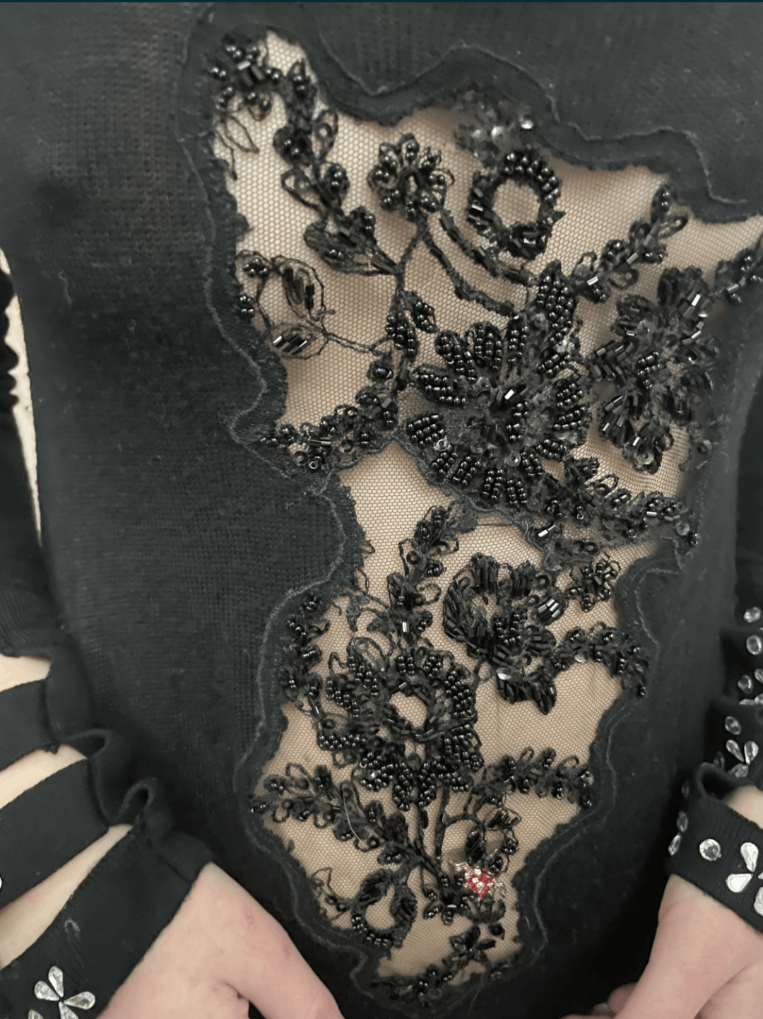 Other Black asymmetrical dress sequins and mesh inserts sz S/M Size S / US 4 / IT 40 - 4 Thumbnail