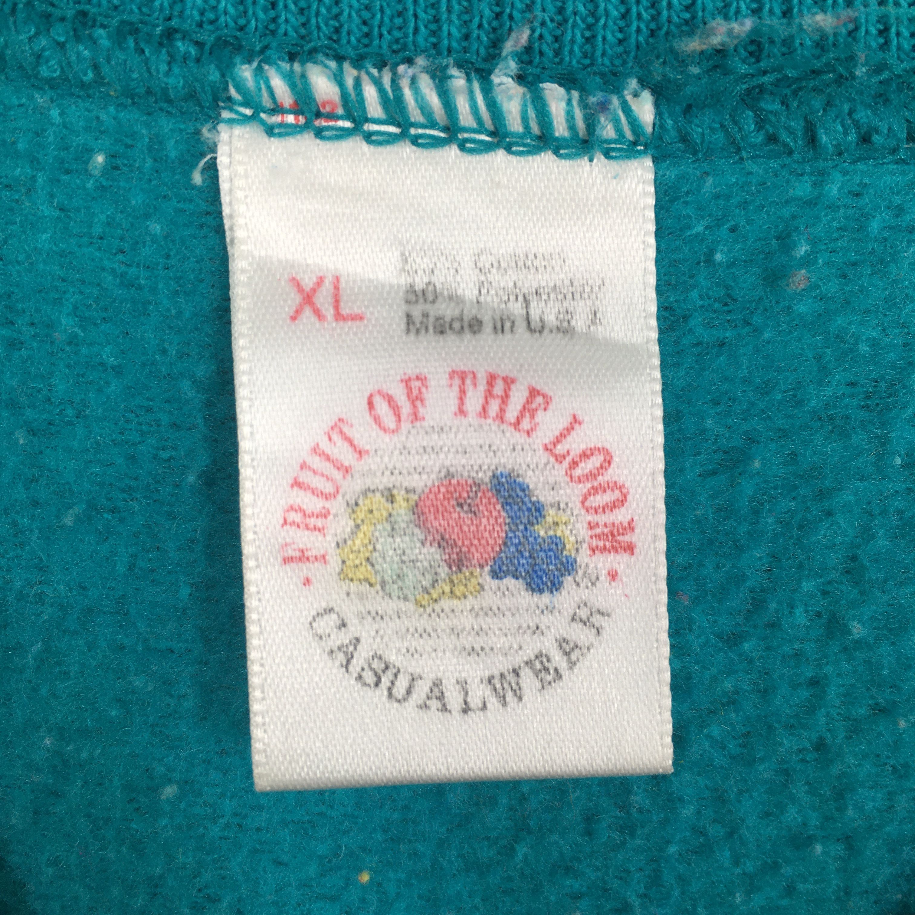 Fruit Of The Loom × Vintage Fruit Of The Loom Green Turquoise Plain Crewneck XLarge Size US XL / EU 56 / 4 - 5 Thumbnail