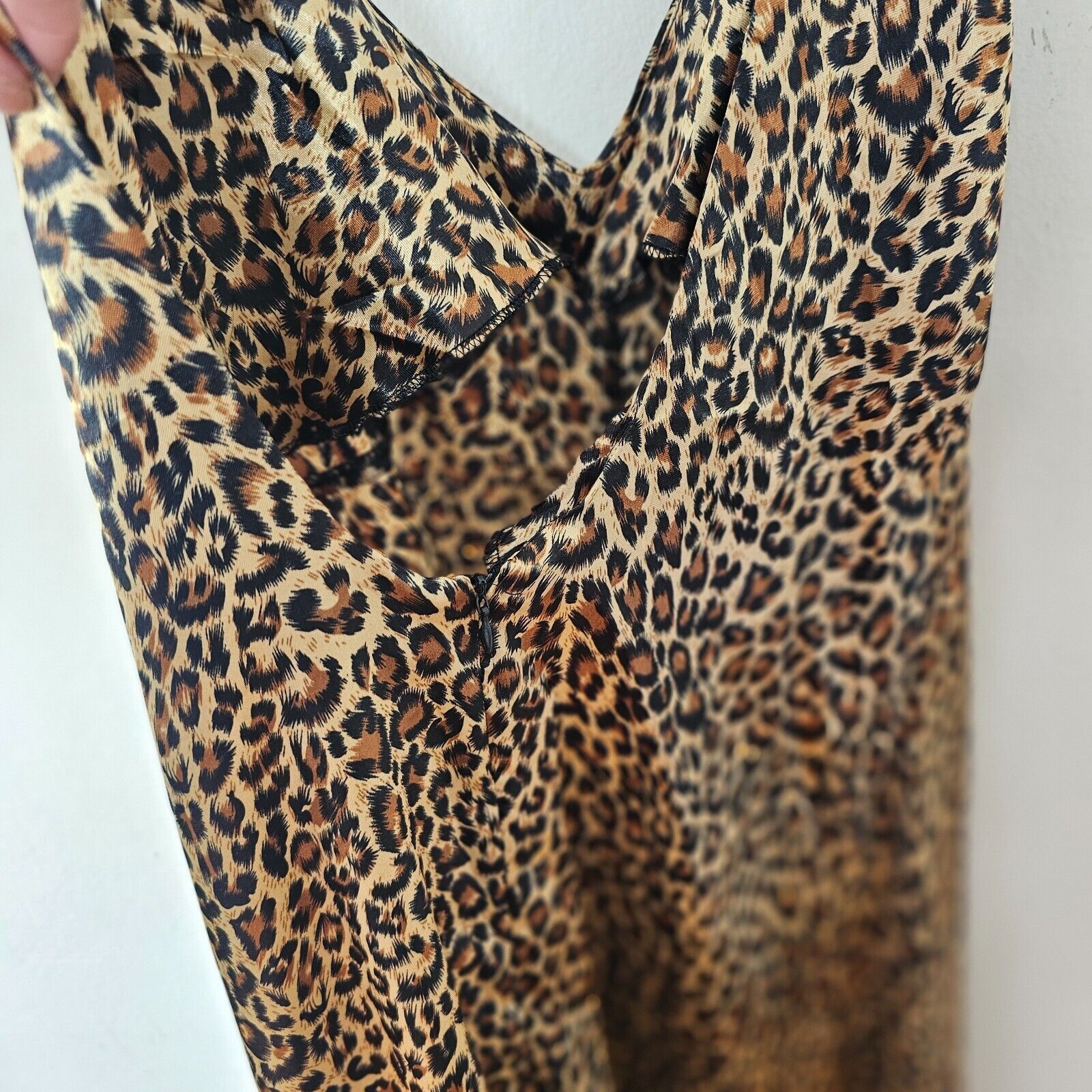 Other Dance & Marvel Tan Black Satin Cheetah V-Neck Midi Dress L Size L / US 10 / IT 46 - 6 Thumbnail