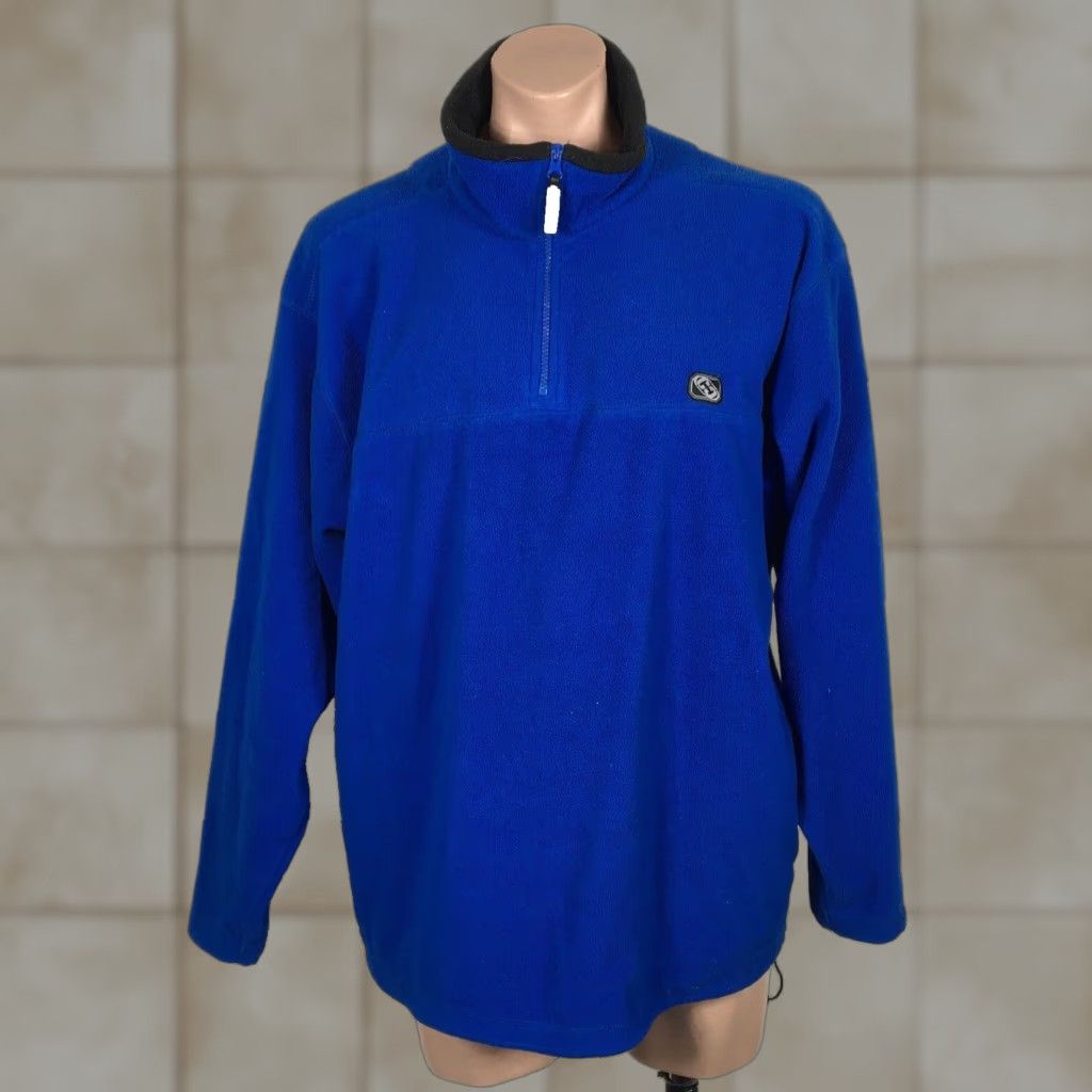 VTG 90s y2k Counter Culture 1/4 Zip Pullover Sweatshirt Fleece Blue Skate XL Men Jacket