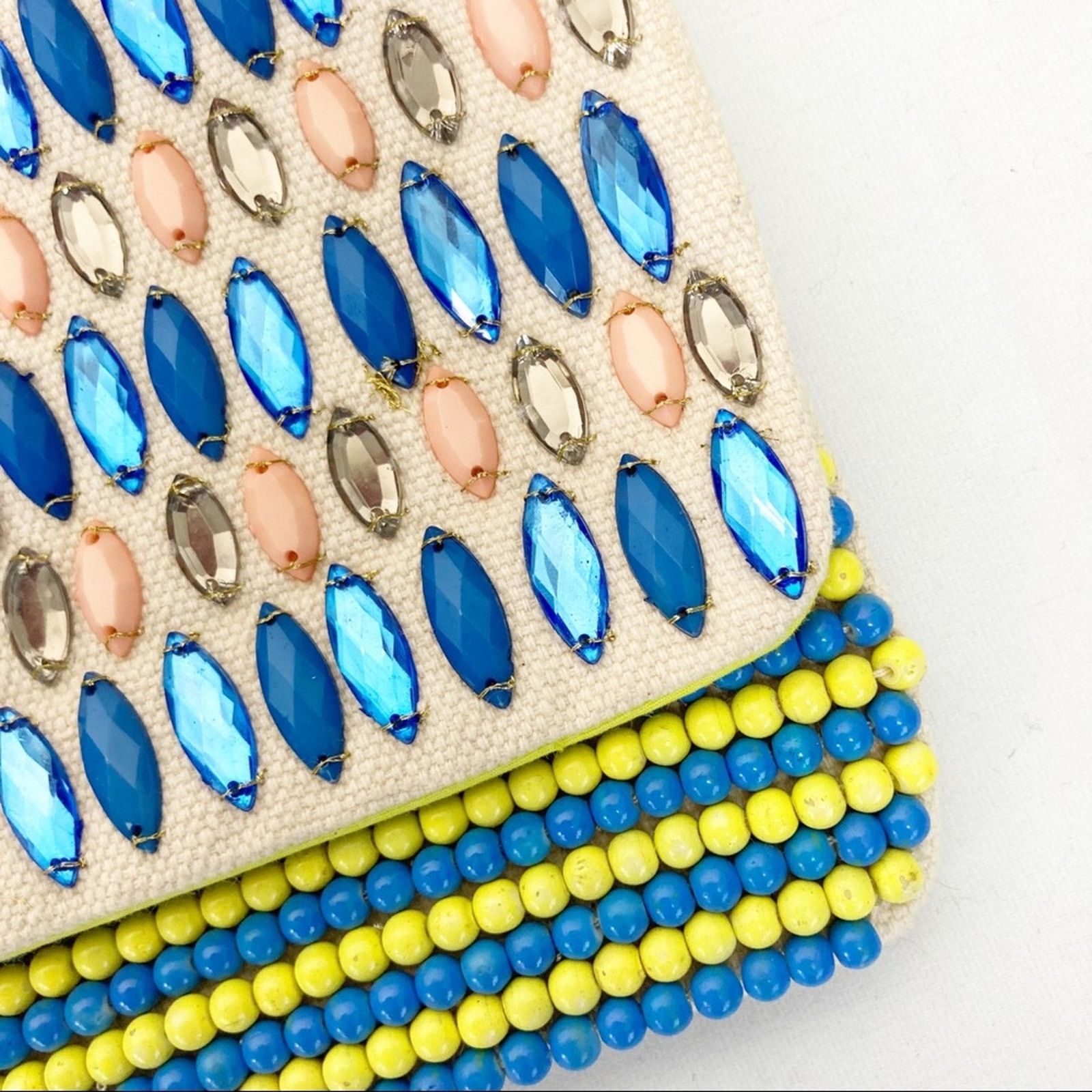 Loft Loft Blue Yellow Beaded Gem Clutch Size ONE SIZE - 2 Thumbnail