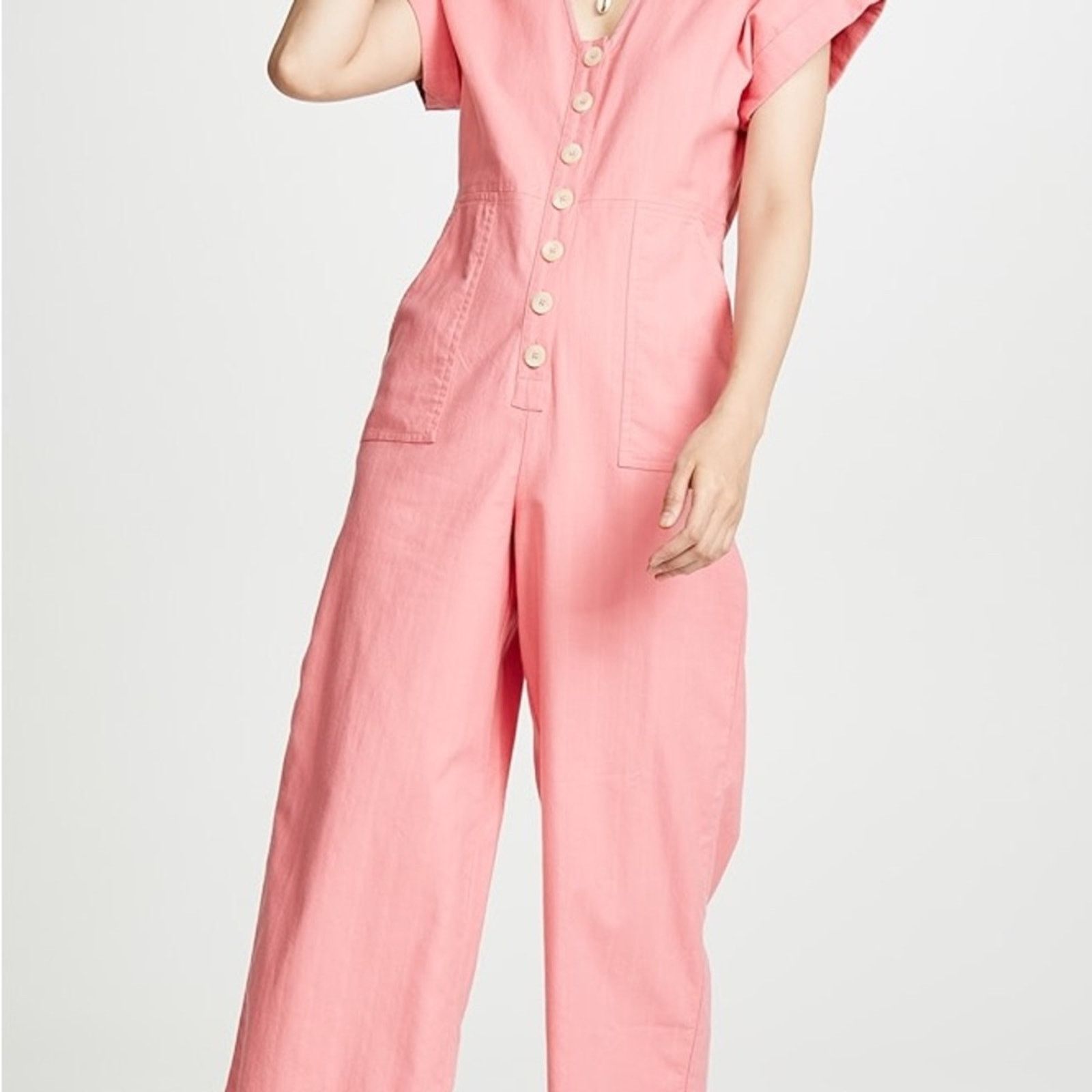 Madewell Madewell Button-Front Day Jumpsuit Romantic Pink Size 28" / US 6 / IT 42 - 5 Thumbnail