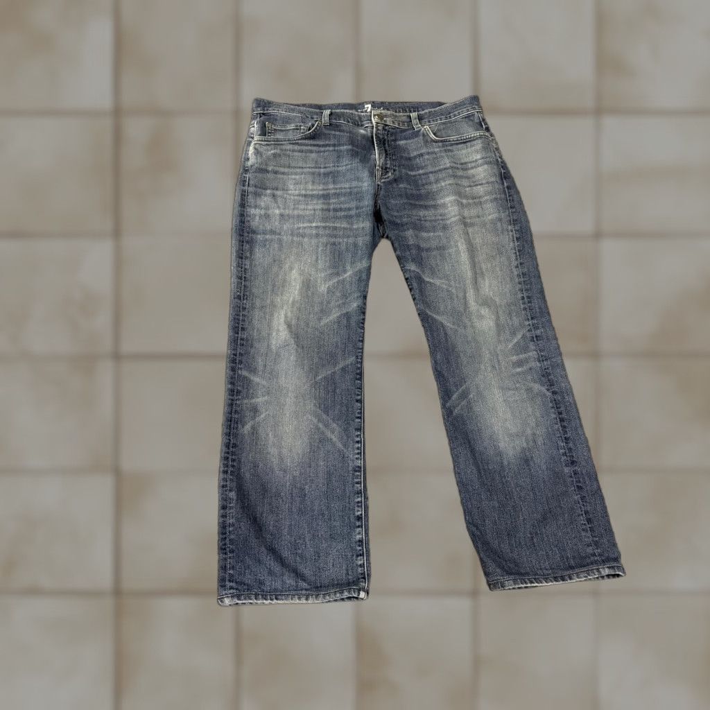 7 For All Mankind 7 For All Mankind Austyn Jeans Mens 36x27 Blue Relaxed Straight Denim Stretch Size US 36 / EU 52 - 1 Thumbnail