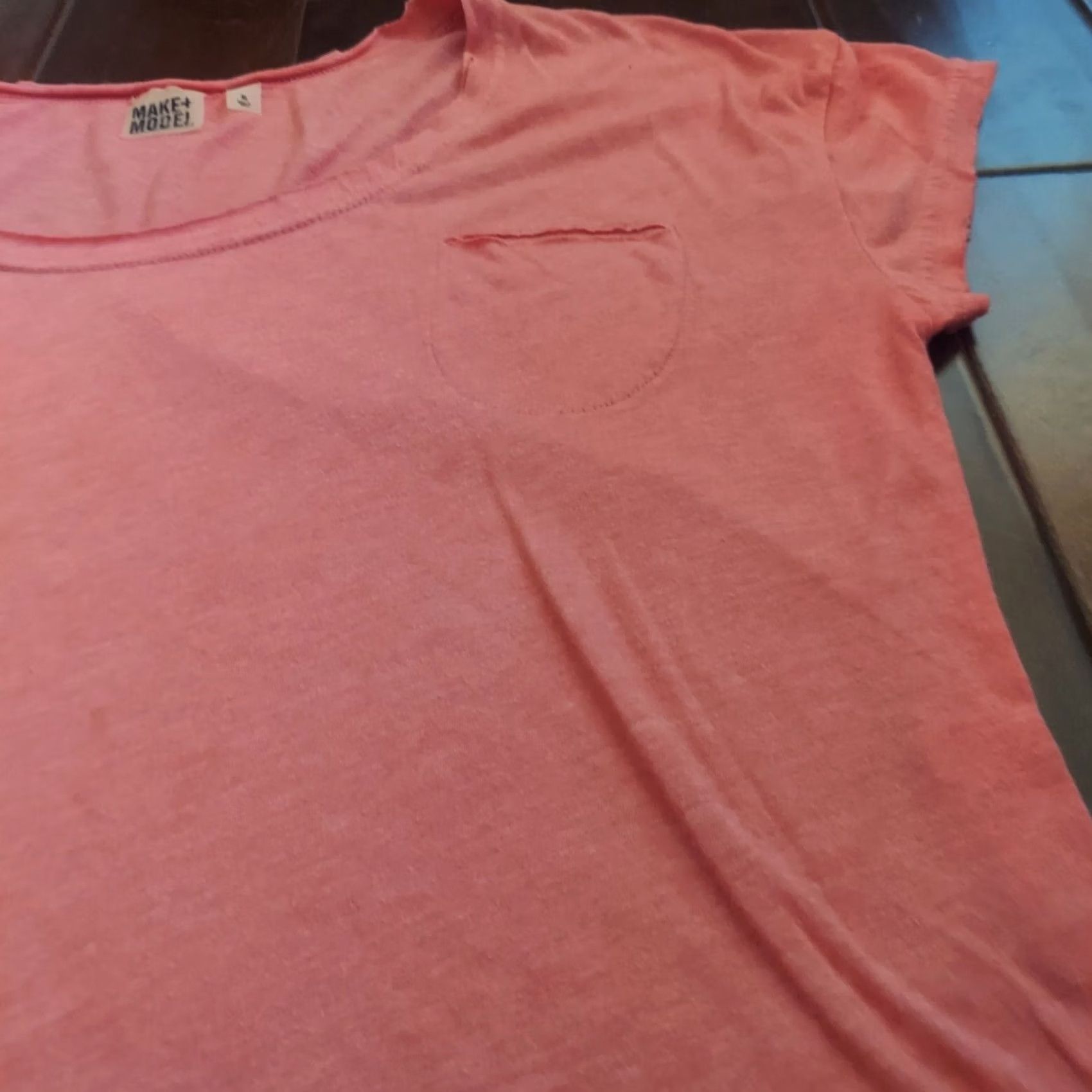 Pinko Make + Model Women's Pink Short Sleeve Pocket Shirt XL T-Shirt, Plus Size, Basic, Round Neck, Polyester Viscose, Pockets, Pink, Women Size XL / US 12-14 / IT 48-50 - 7 Thumbnail