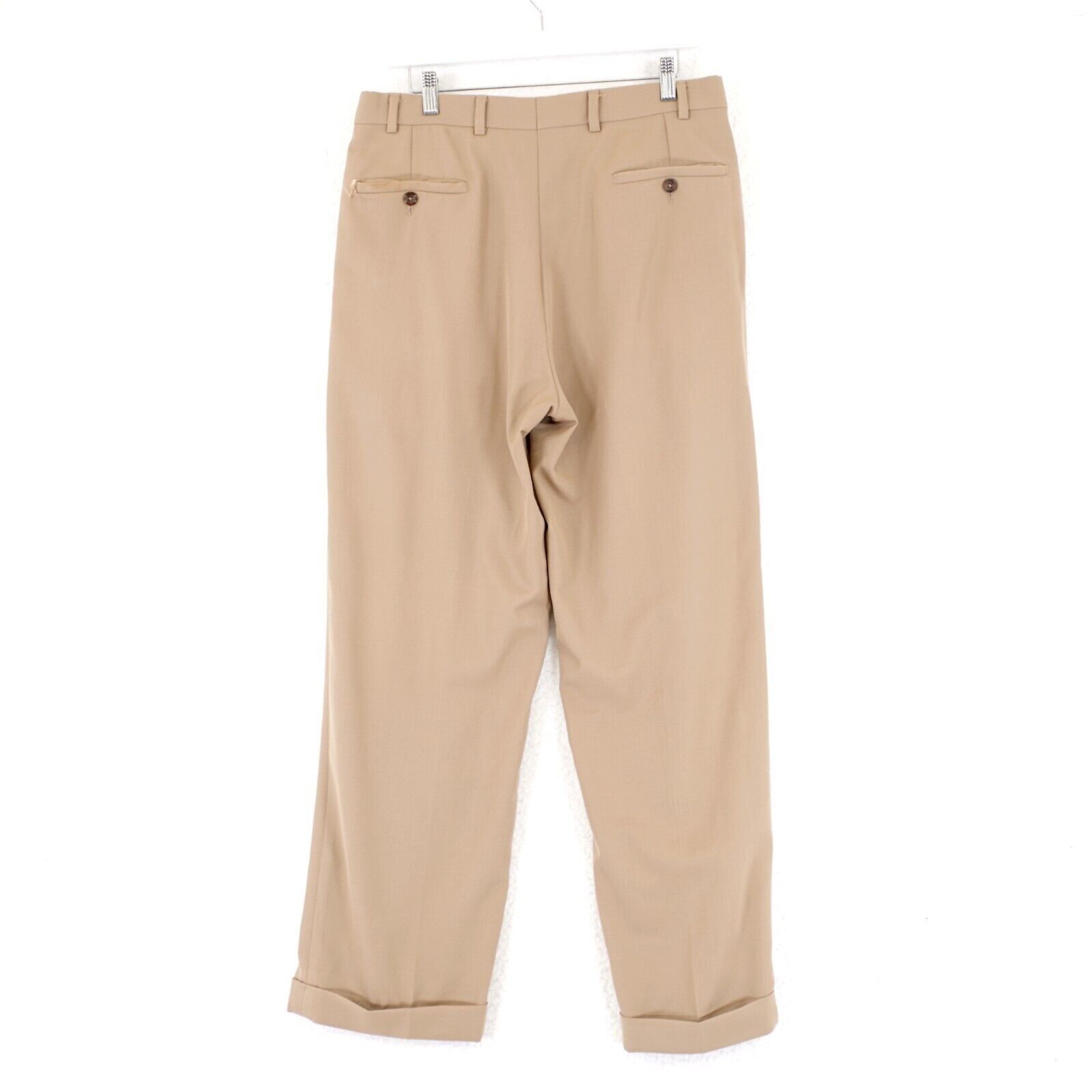 Joseph & Feiss DAMAGED Joseph Feiss Wool Tan 33/30 Dress Pants Mid Rise Ple Size 34R - 5 Thumbnail