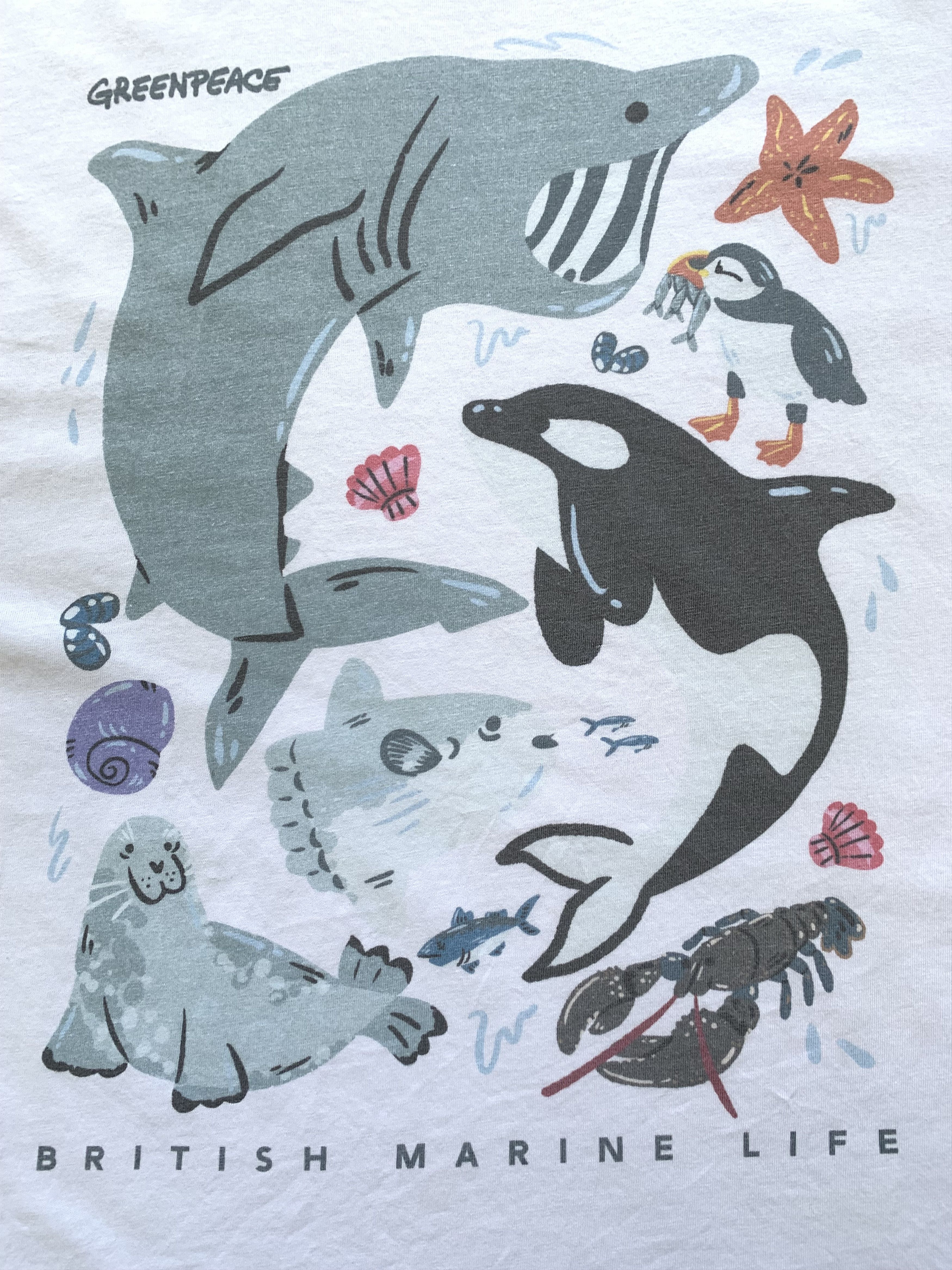 Other Greenpeace White Cotton Printed T Shirt Size US L / EU 52-54 / 3 - 5 Thumbnail
