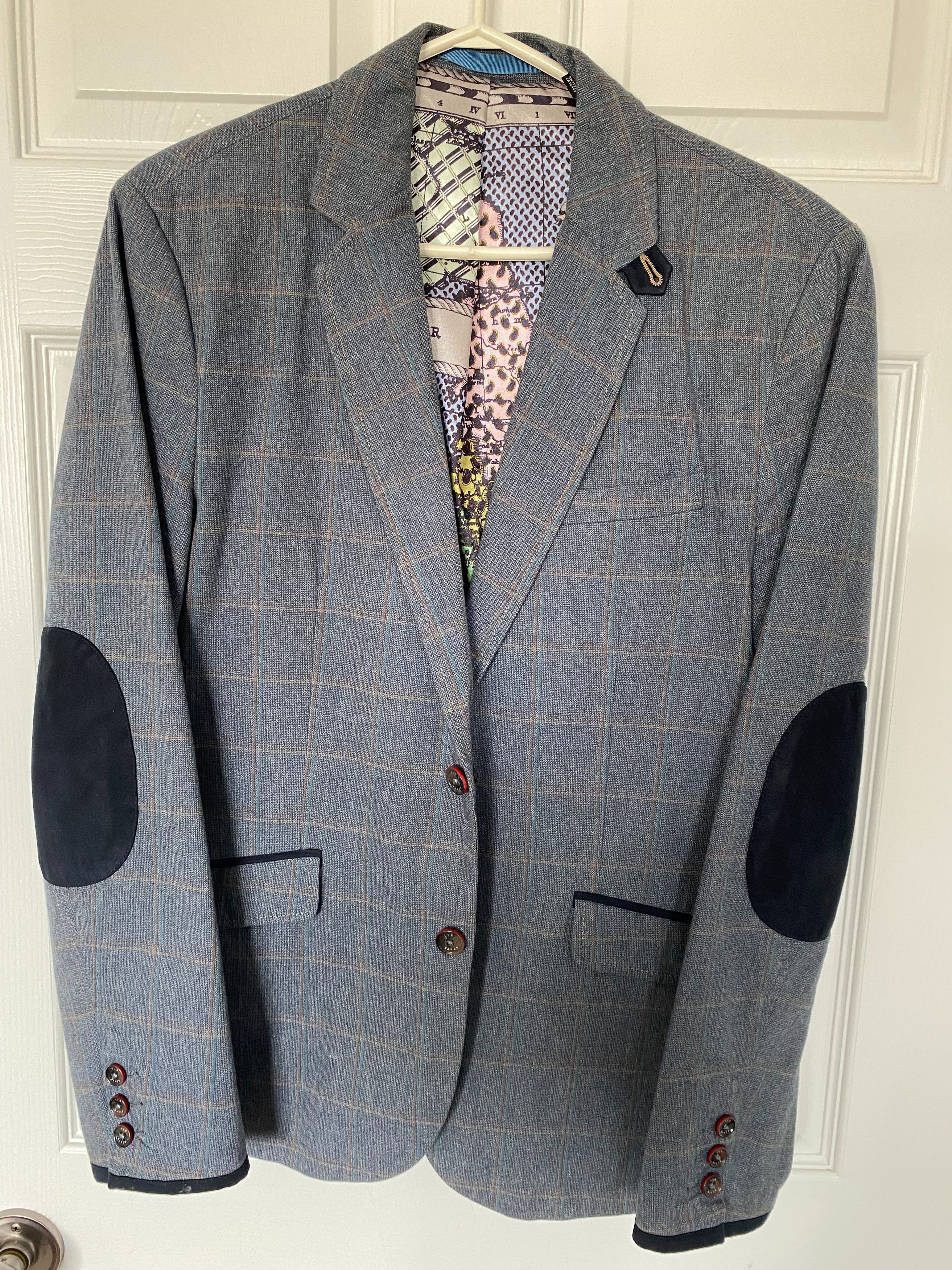 Ted Baker Ted Baker Plaid Blazer Jacket Size 4 World Map Geo Lining Size 40R - 1 Thumbnail