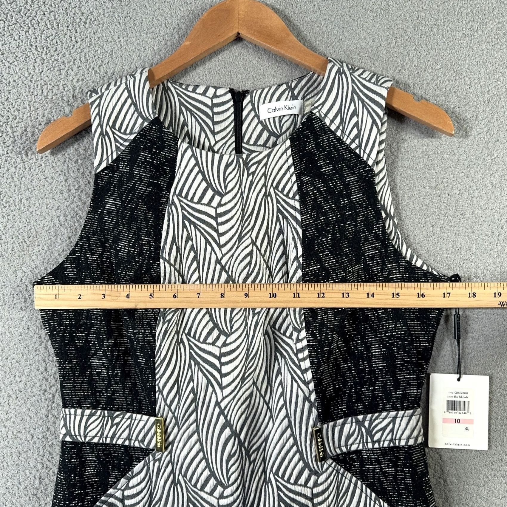 Calvin Klein Calvin Klein Dress Women 10 Black White Sleeveless Sheath Cocktail Wedding guest Size L / US 10 / IT 46 - 6 Thumbnail