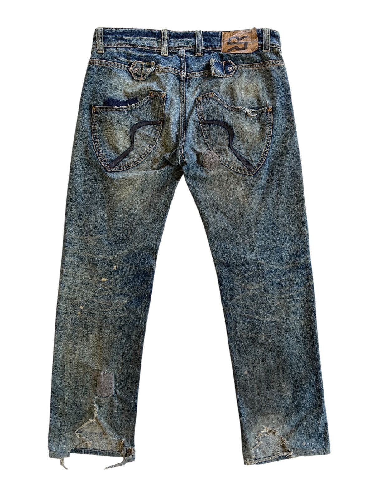 Japanese Brand Rag Recycle Dirty Distressed Jeans Size US 35 - 2 Thumbnail