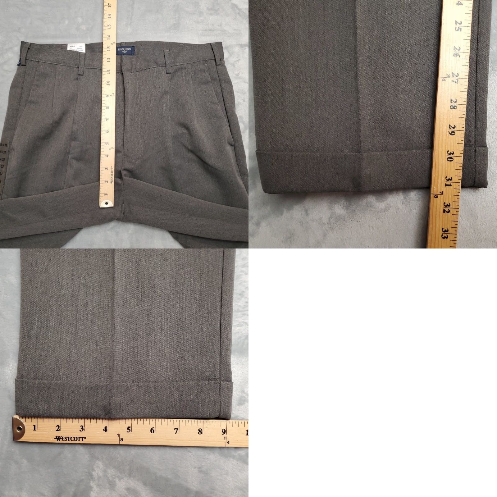 Dockers Dockers Pants Adult 36x32 Gray Dress Pleated Relaxed Cuffed Belt Loops Zip Straight Leg Solid Mens Size US 36 / EU 52 - 9 Thumbnail