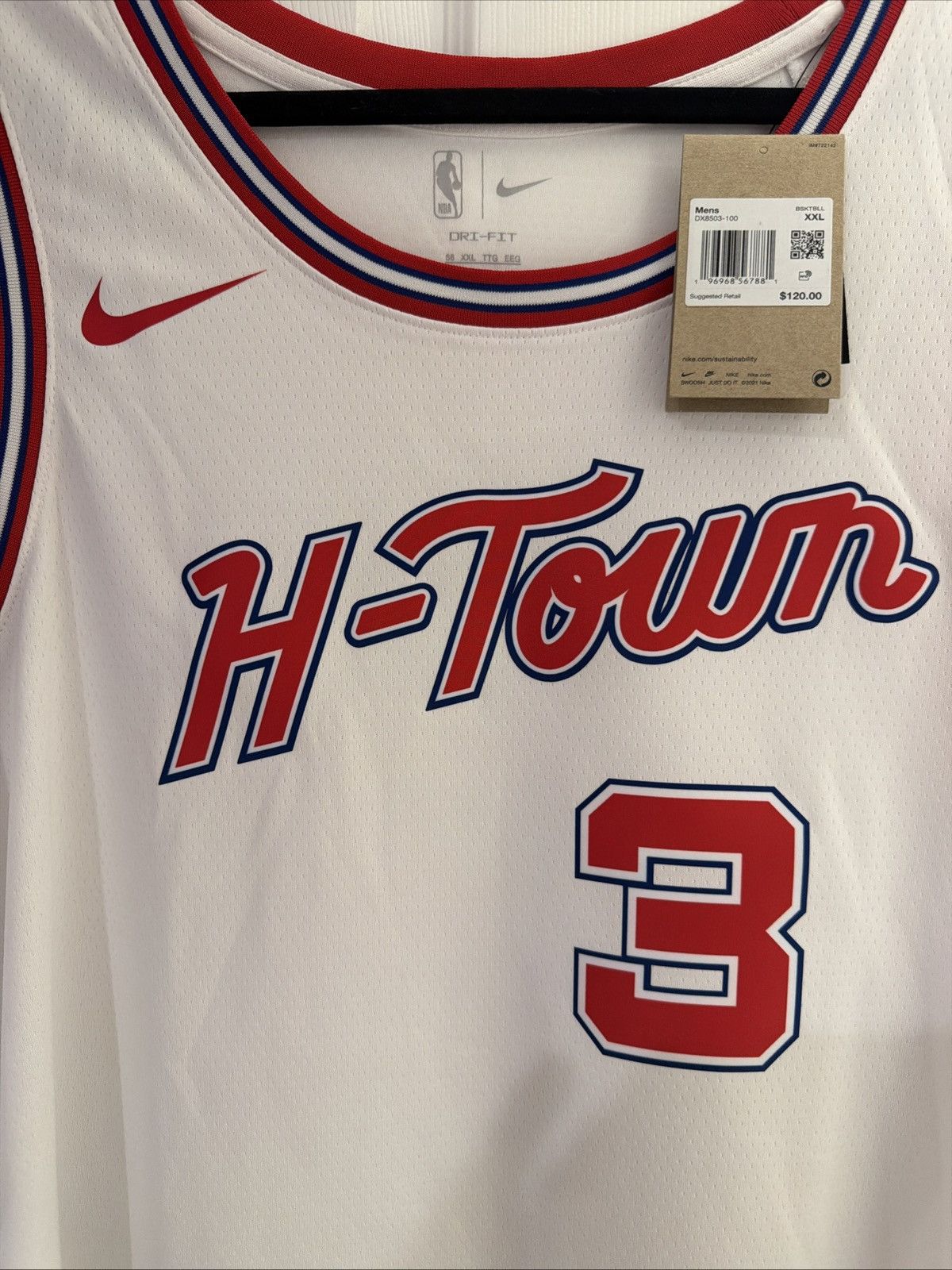 Nike Nike H-TOWN Basketball White JerseySize 56/2XL Men’s Size US XXL / EU 58 / 5 - 2 Thumbnail