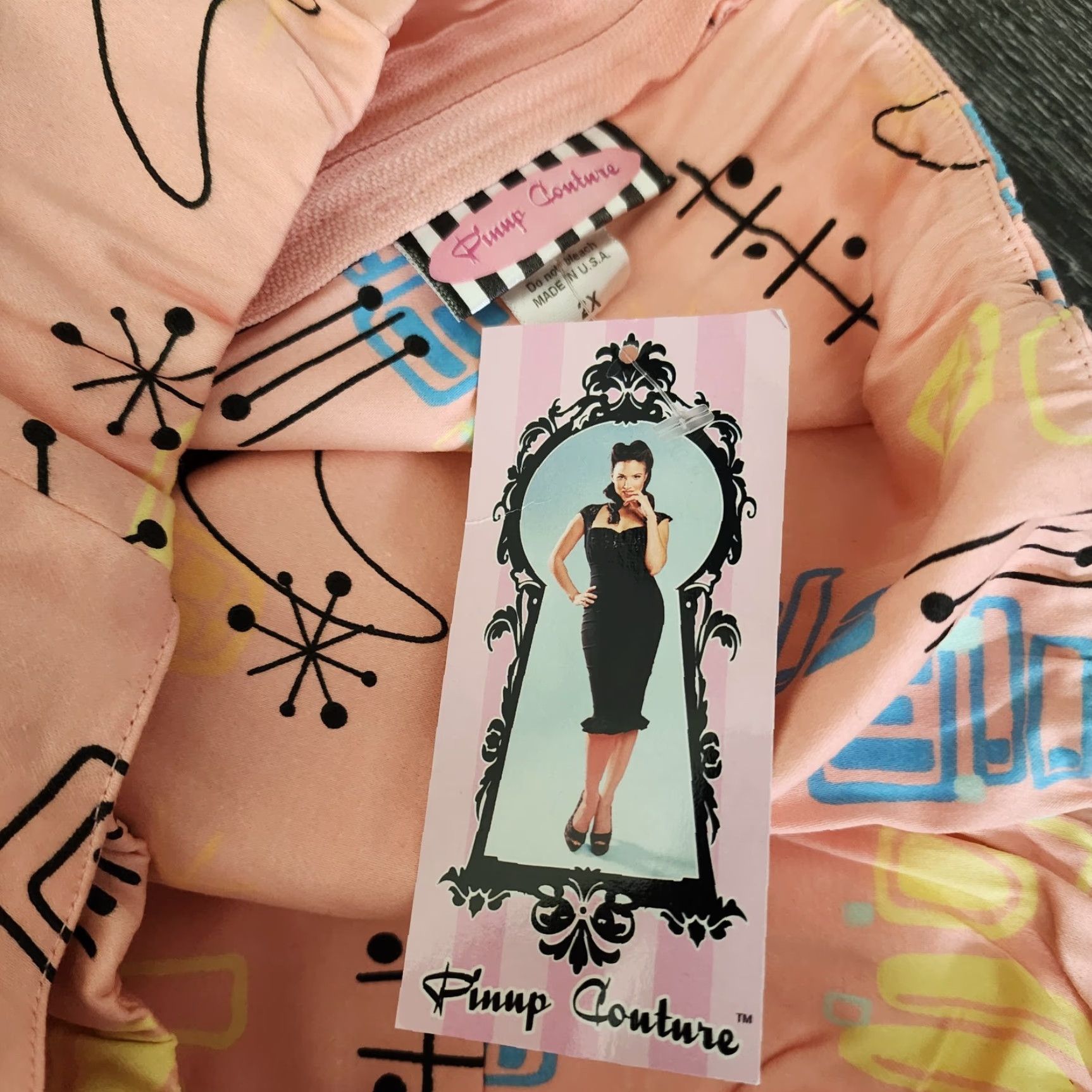 Atomic Pinup Couture Atomic Dress Fit & Flare 50s Retro Halter Rockabilly Vanity 2XL Pink Womens Dress Knee Length Size XXL / US 16-18 / IT 52-54 - 3 Thumbnail