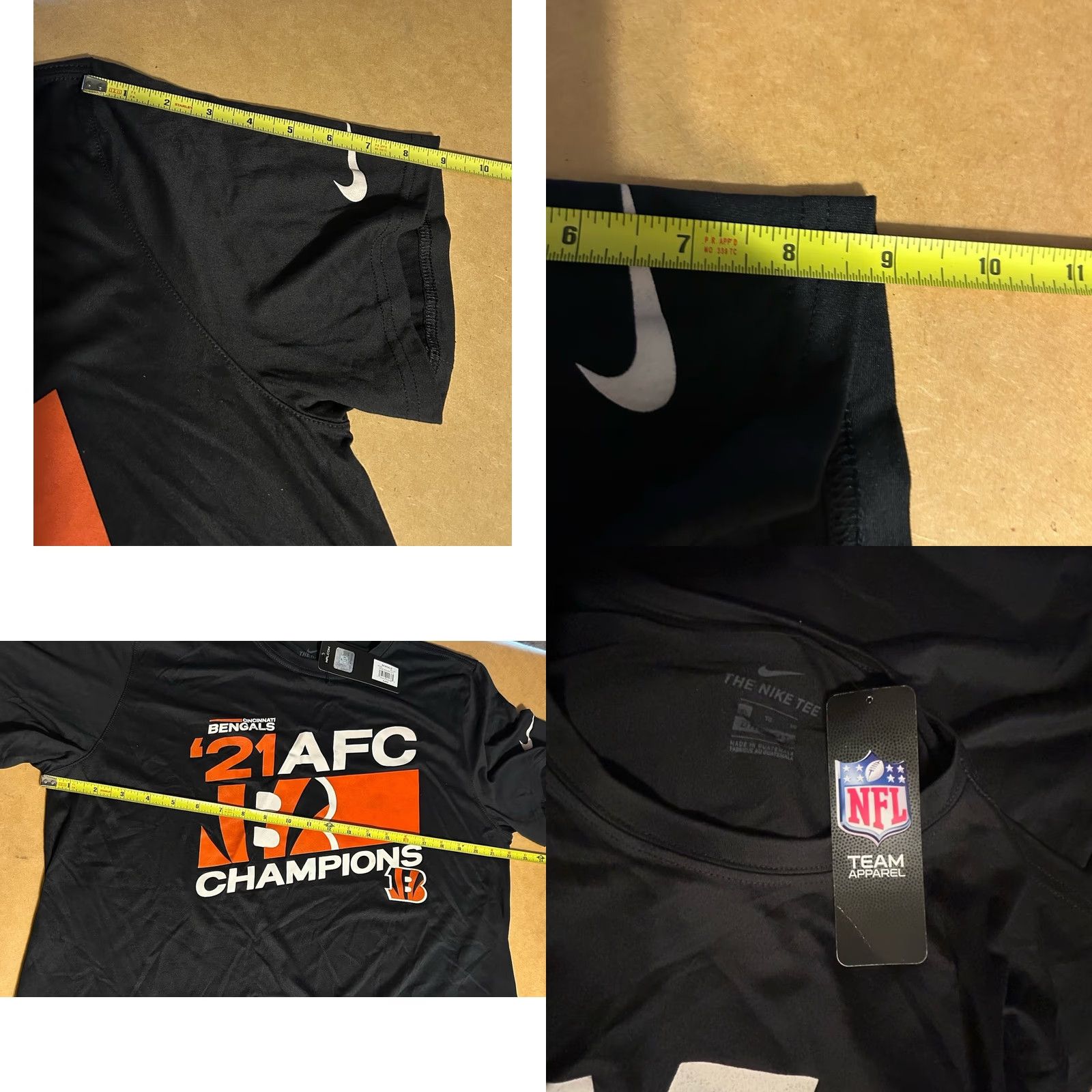 Nike VINTAGE Cincinnati Bengals 2021 AFL Champs Nike Shirt Men XL Black Short Sleeve NWT New Size US XL / EU 56 / 4 - 9 Thumbnail