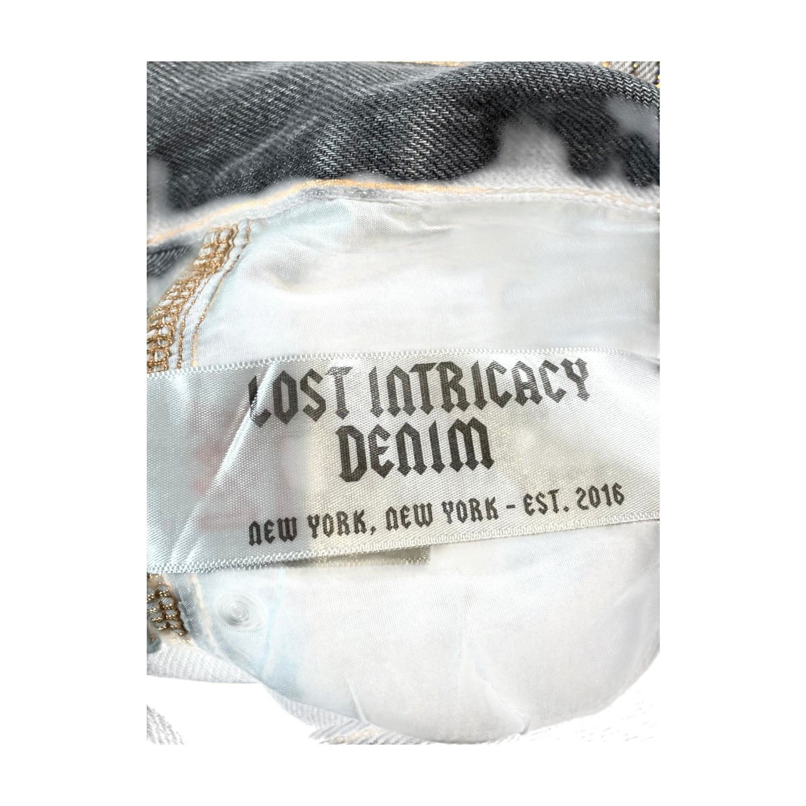 LOST INTRICACY Lost Intricacy "Rhinestone All Over" Grey Jeans Size US 36 / EU 52 - 5 Thumbnail