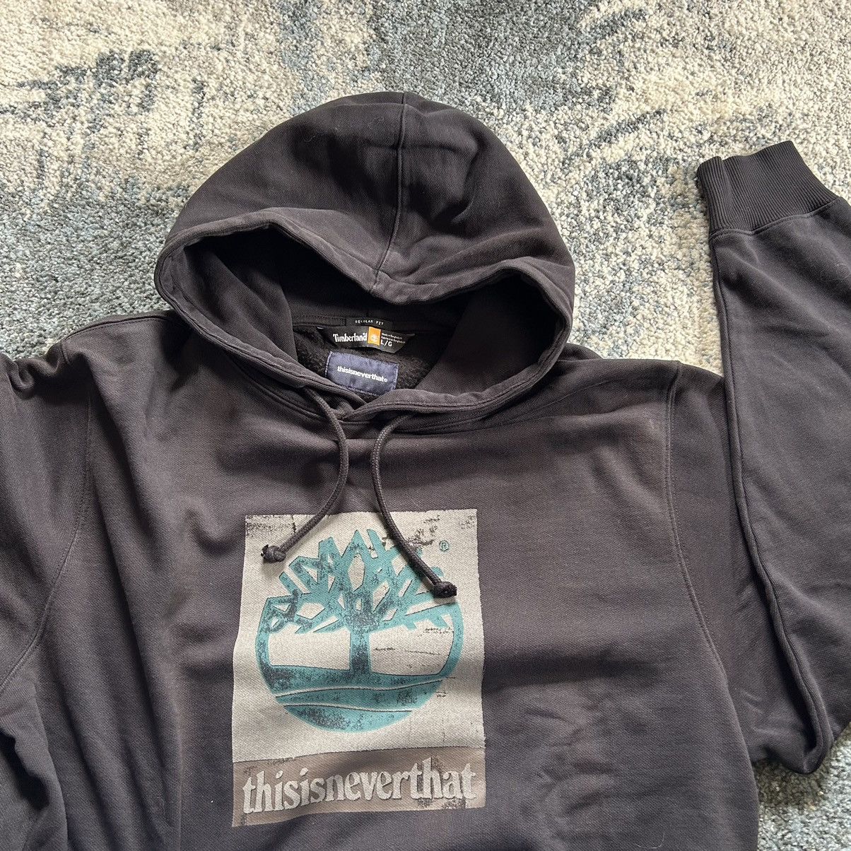thisisneverthat TNT TiMBERLAND FADED HOODiE SWEATSHiRT ViNTAGE WASHED BLACK Size US L / EU 52-54 / 3 - 1 Thumbnail
