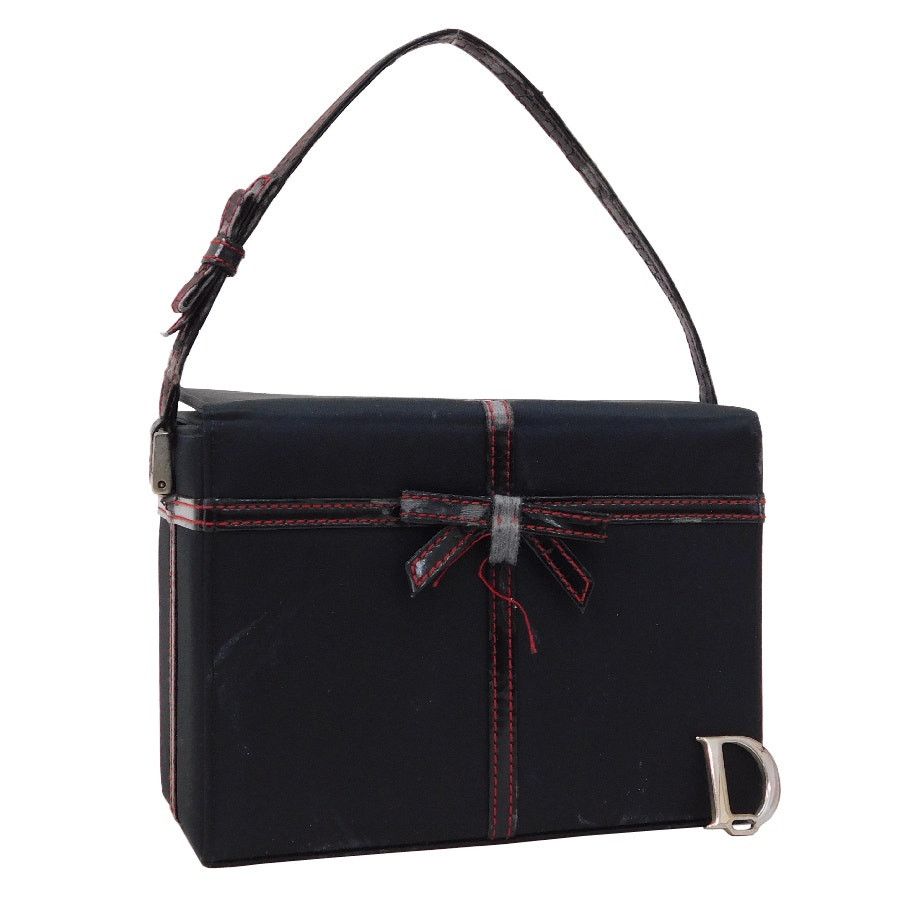 Dior Bowtie Saddle Vanity Hand Bag Nylon Estls-Cd1 in Black, Women's