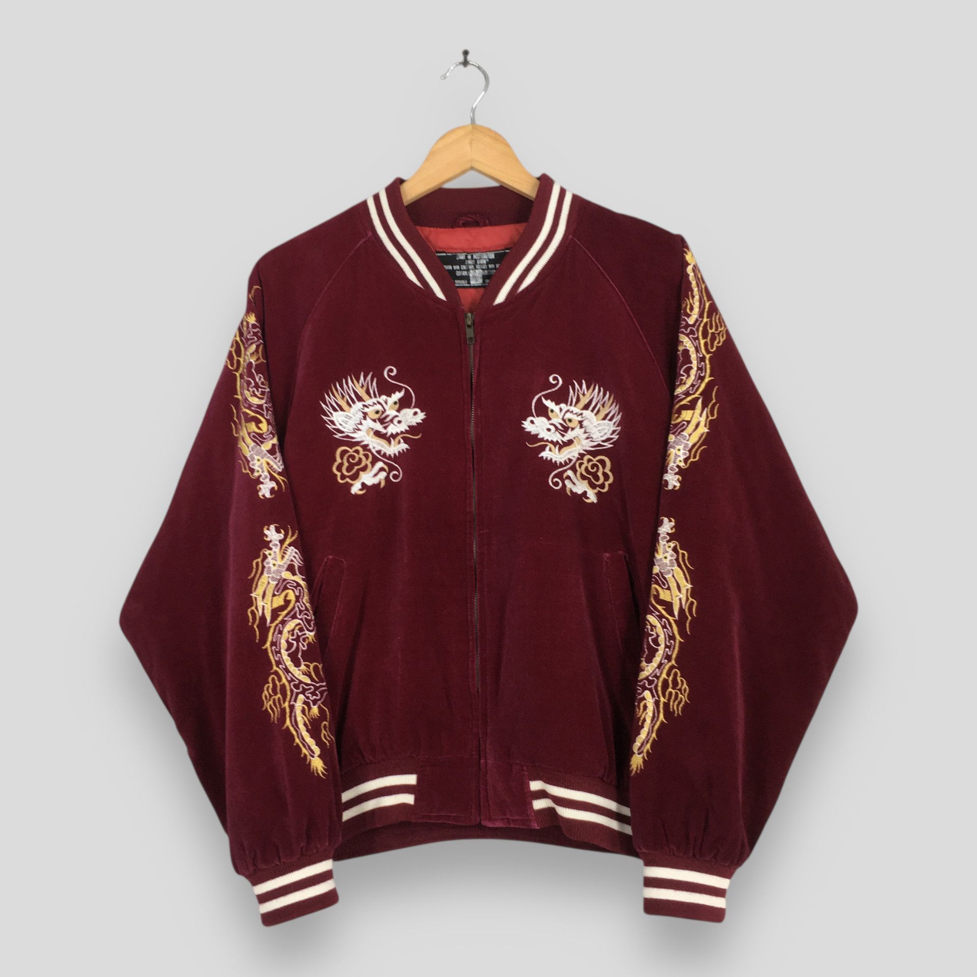 Japanese Brand Vintage 1980's Sukajan Dragon Okinawa Red Souvenir Jacket L Size US L / EU 52-54 / 3 - 1 Thumbnail