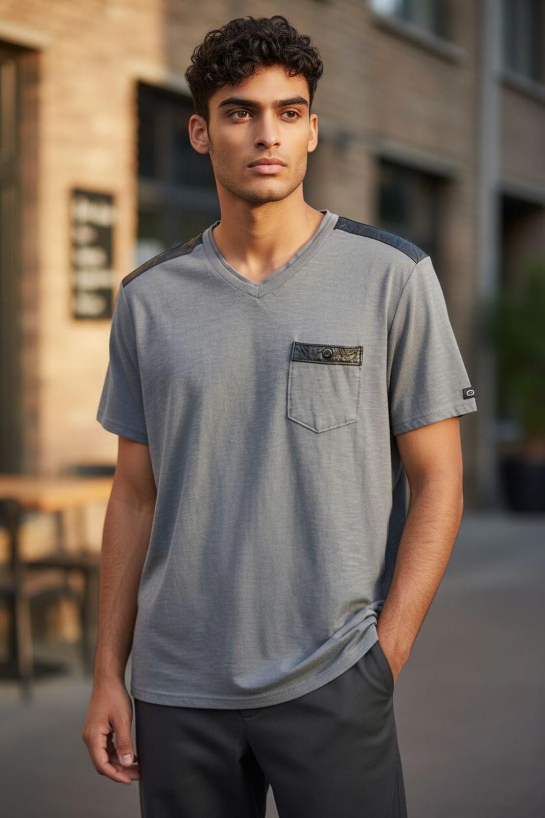 Rock & Republic Rock & Republic Men's Gray V-Neck Activewear T-Shirt Size US M / EU 48-50 / 2 - 1 Thumbnail