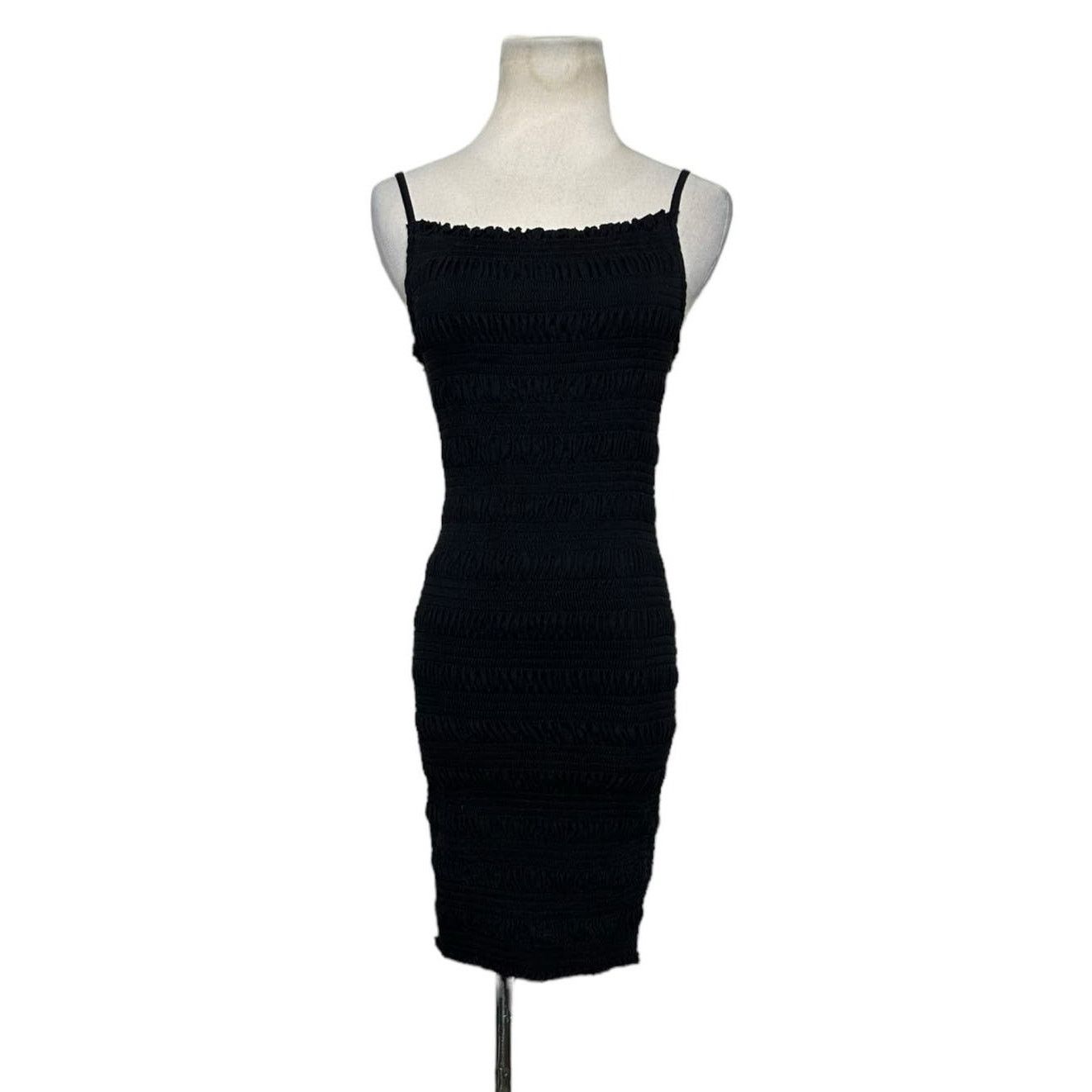 H&M H&M black smocked fitted mini dress size Small Size S / US 4 / IT 40 - 1 Thumbnail