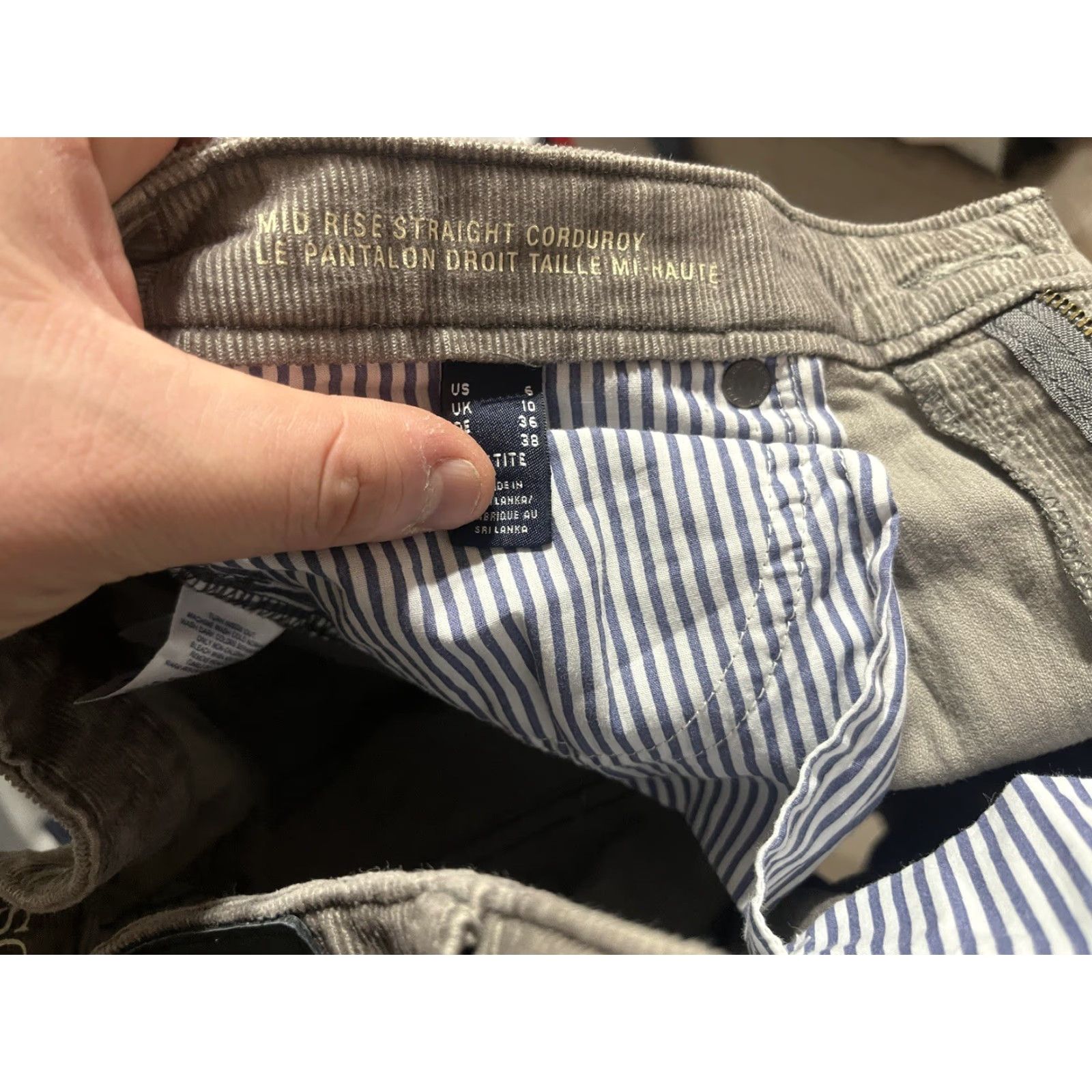 Lands' End Lands' End Corduroy Pants Womens Gray 6P Petite Straight Mid Rise Jeans EUC Stretch Size 28" / US 6 / IT 42 - 6 Thumbnail