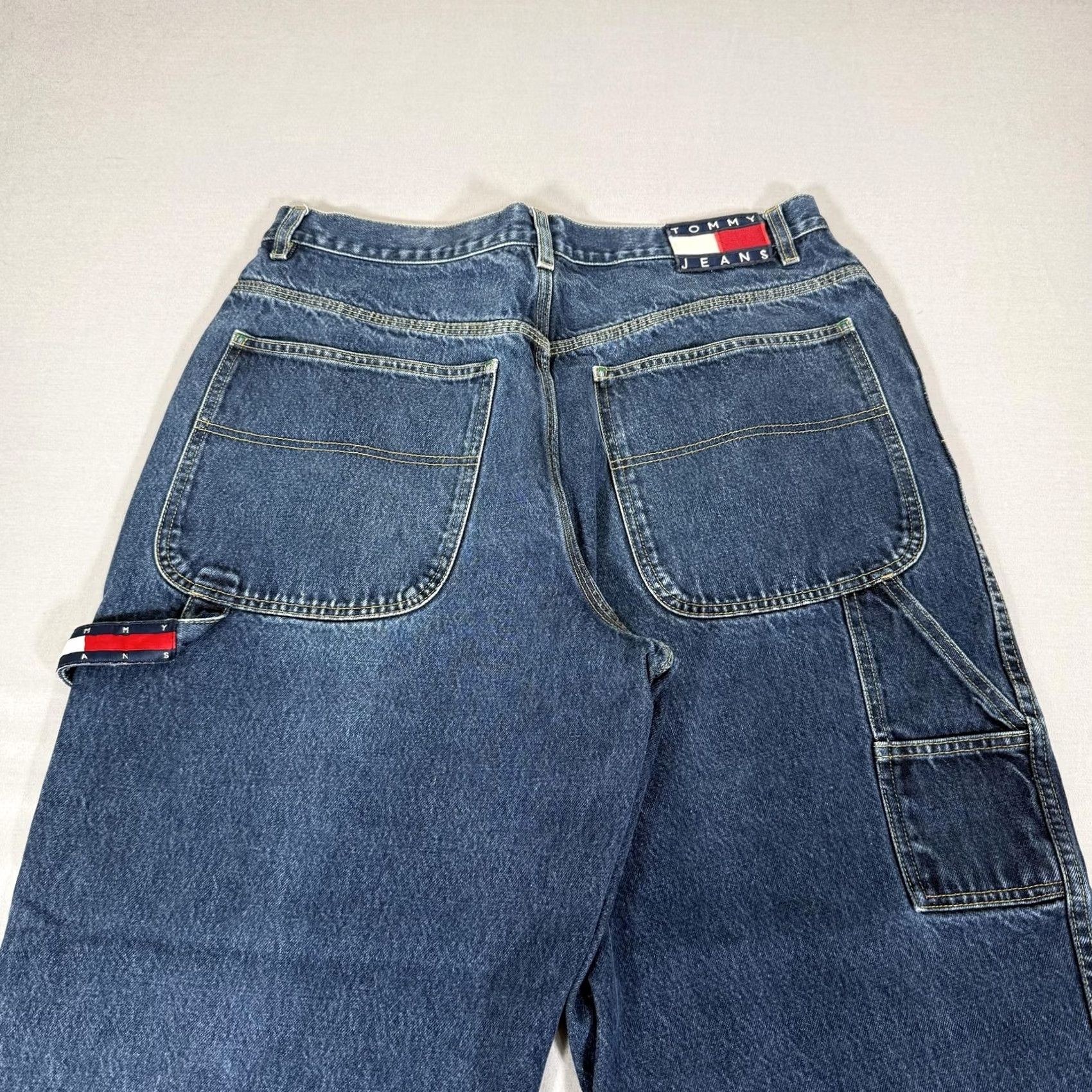 Denime VINTAGE Tommy Jeans Jeans Men 36x32 Blue Carpenter Baggy 90s Wide-Leg Distressed Denim Size US 36 / EU 52 - 2 Thumbnail