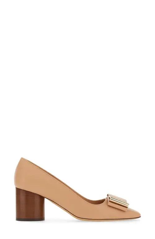 Salvatore Ferragamo o1s1rm0526 Lena 60 Leather Pumps in Beige Size US 11 / IT 41 - 1 Thumbnail