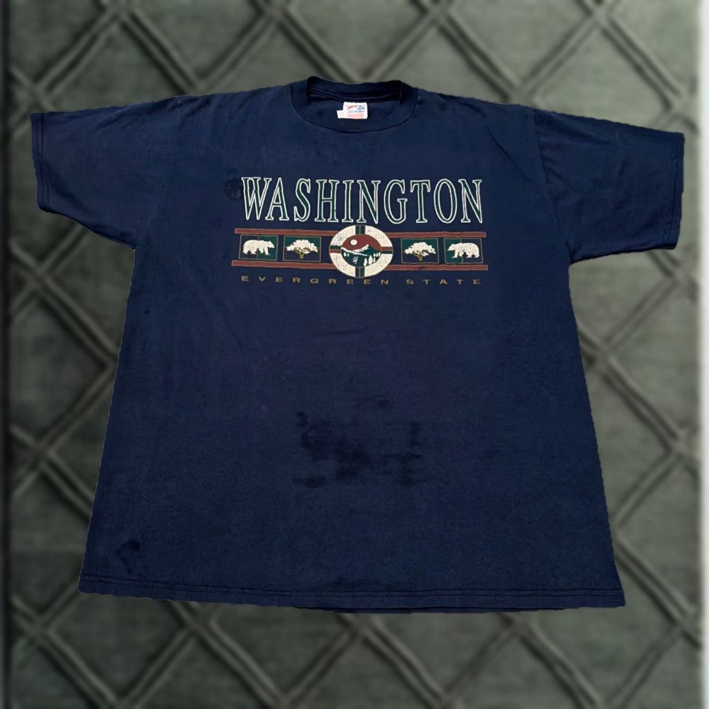 Jerzees VINTAGE 90s Washington The Evergreen State Navy Blue Nature Tourist Shirt XL Mens JERZEES T-Shirt Size US XL / EU 56 / 4 - 1 Thumbnail