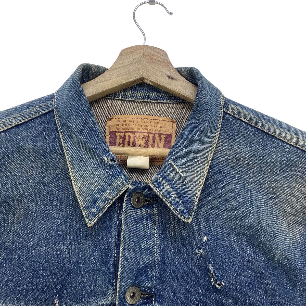 Edwin Vintage Edwin Trucker Sleeveless Distressed Denim Jacket Size US M / EU 48-50 / 2 - 7 Thumbnail