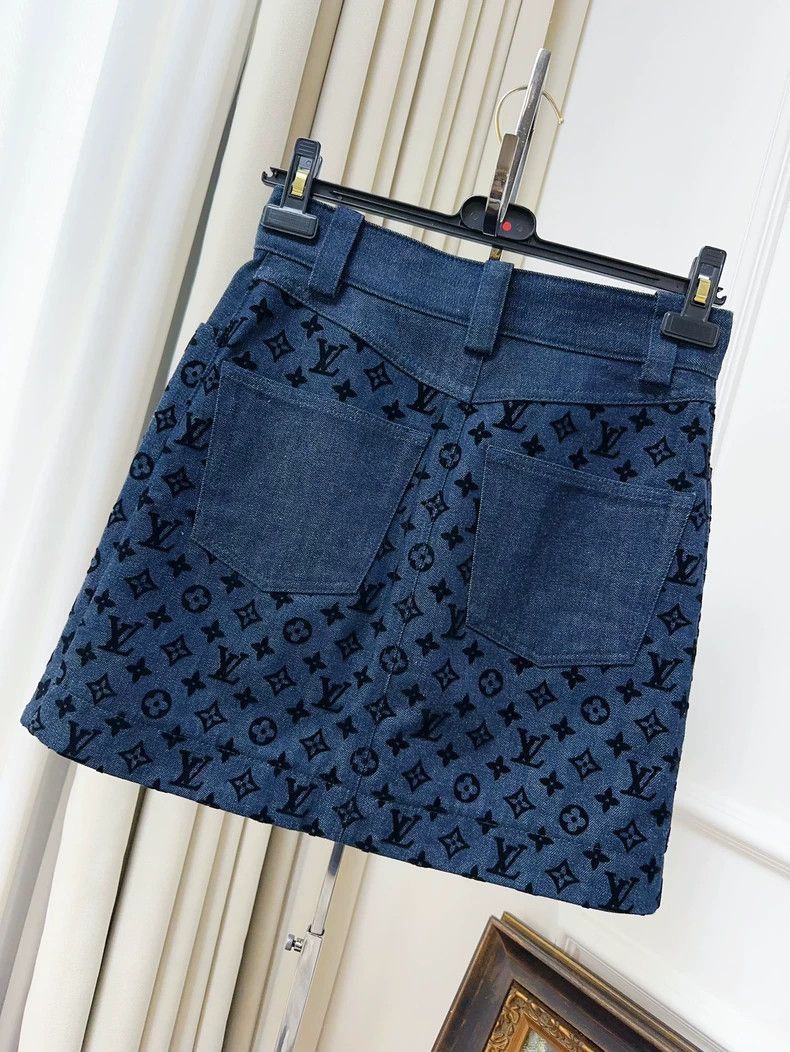 Louis Vuitton Louis Vuitton Blue Logo Zip Front Skirt- Size 35" - 2 Thumbnail
