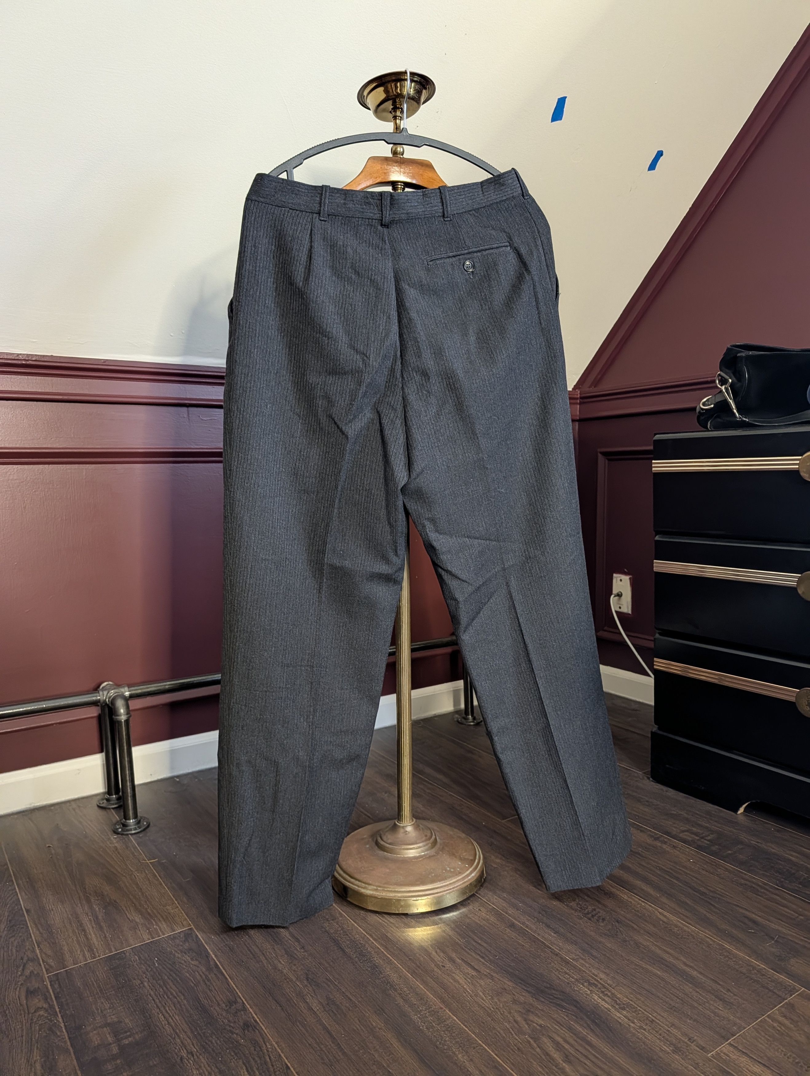 Perry Ellis MARC JACOBS ERA Early 90s textured stripe wool pants Size US 32 / EU 48 - 6 Thumbnail