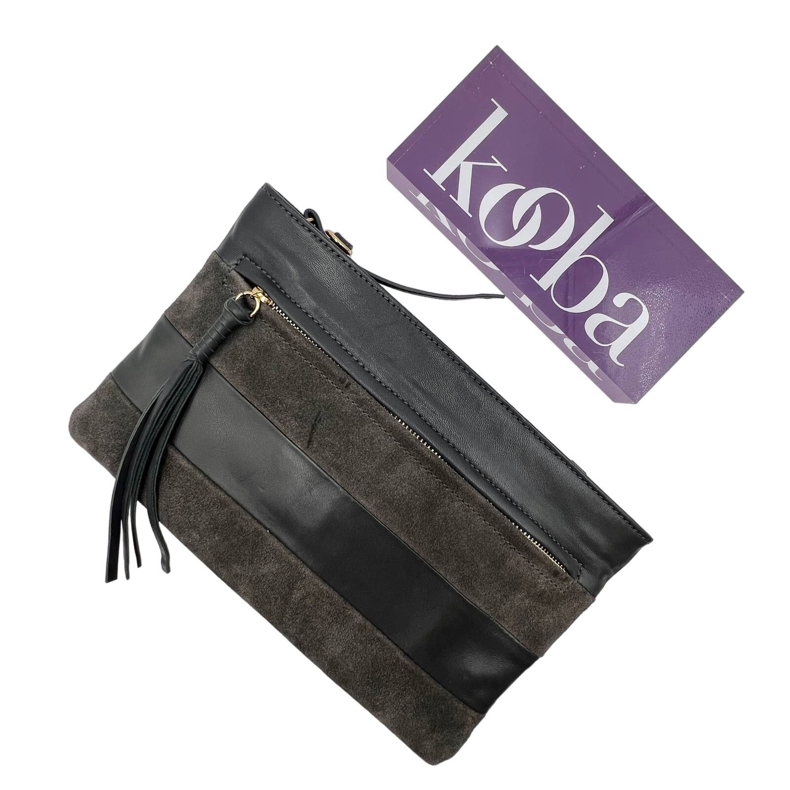 Kooba Leather Crossbody Suede Stripes Gray Leather Bag